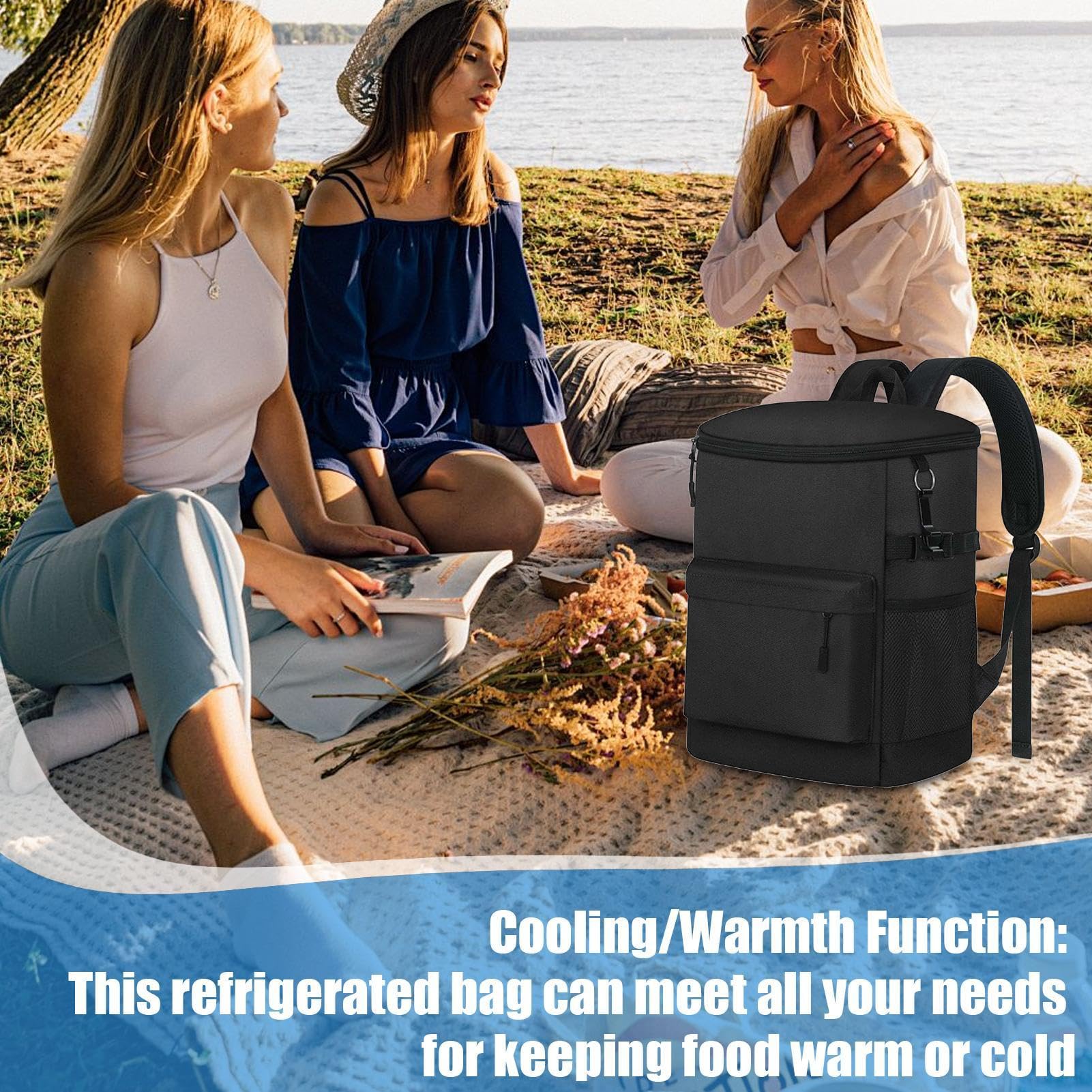 Cooler Backpack, 30 psich izolowanych plecaków, lekki wodoodporny pokrowiec na lód, męska torba bagażnika, materiał nylonowy, pojemność 17 l, idealny na wędrówki, kemping, grill