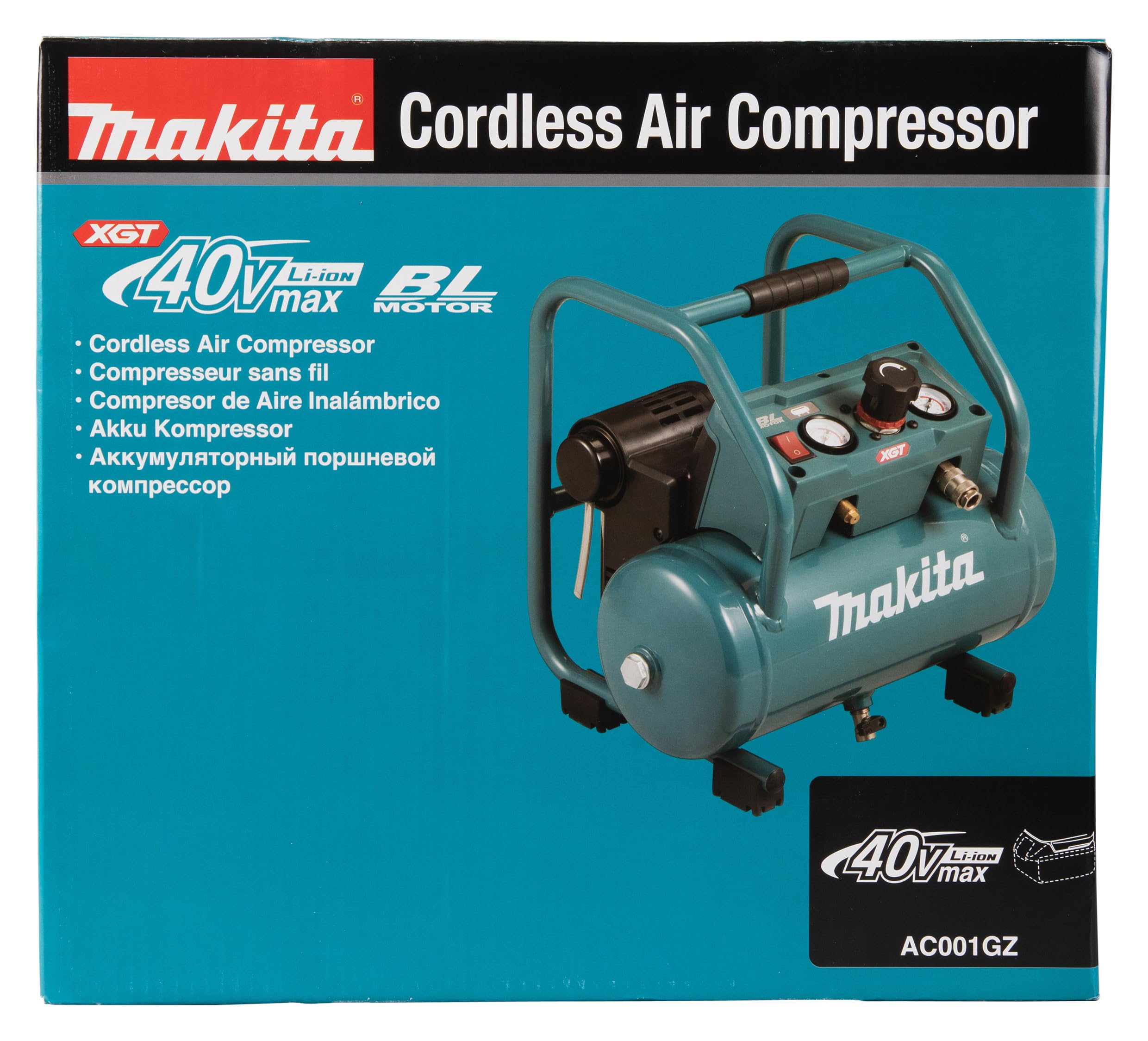 Makita AC001GZ - Compresor de batería (9,3 bar, 40 V, máx. (sin batería, sin cargador)