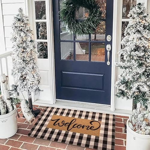 Miniatura 6 de Felpudos de bienvenida de Navidad, tapetes de fibra de coco  Tapete antideslizante para puerta delantera, estación, invierno, Navidad, vacaciones,