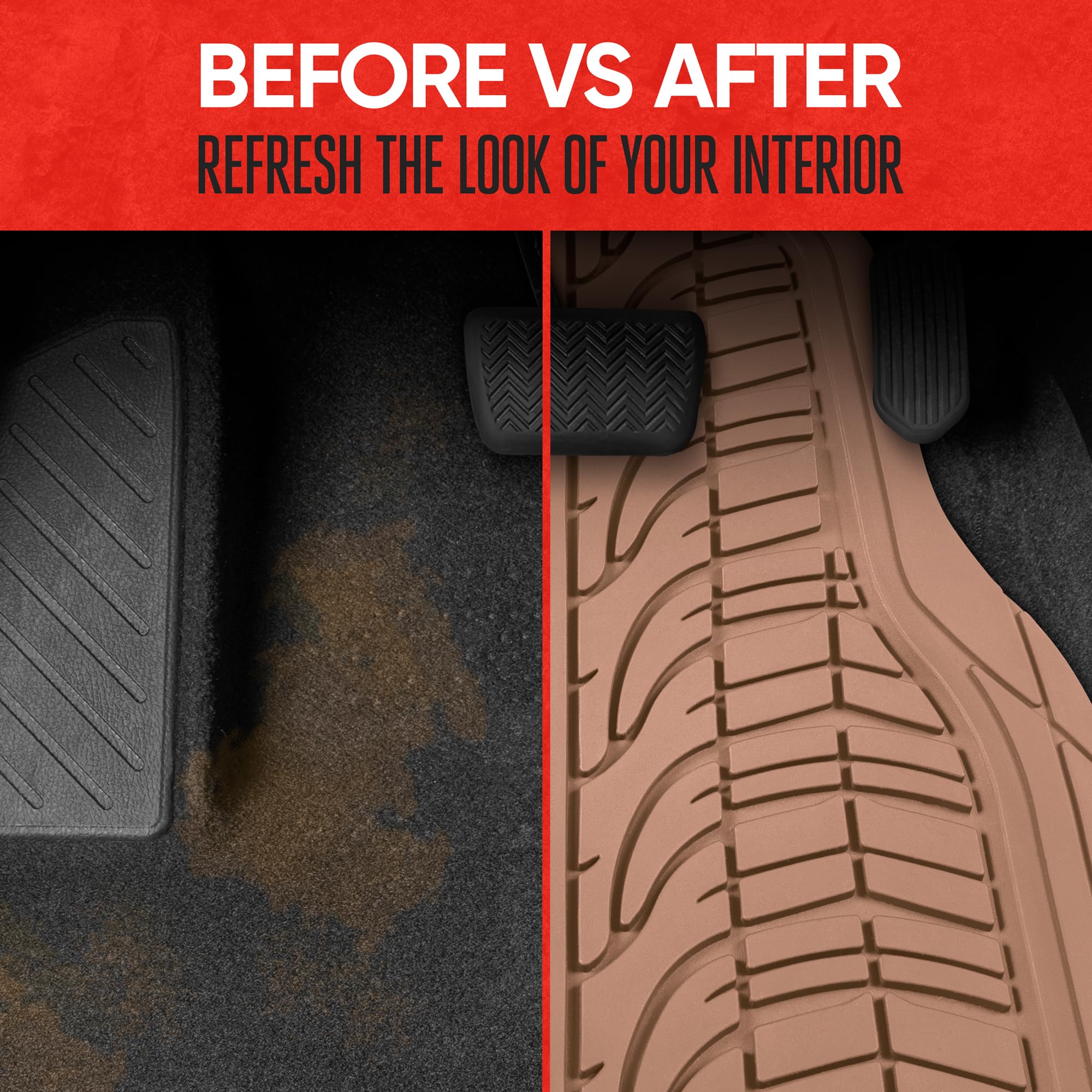 Motor Trend Grand Prix Tire Tread Rubber Car Floor Mats for Autos SUV Truck Van - All-Weather Waterproof — view 9