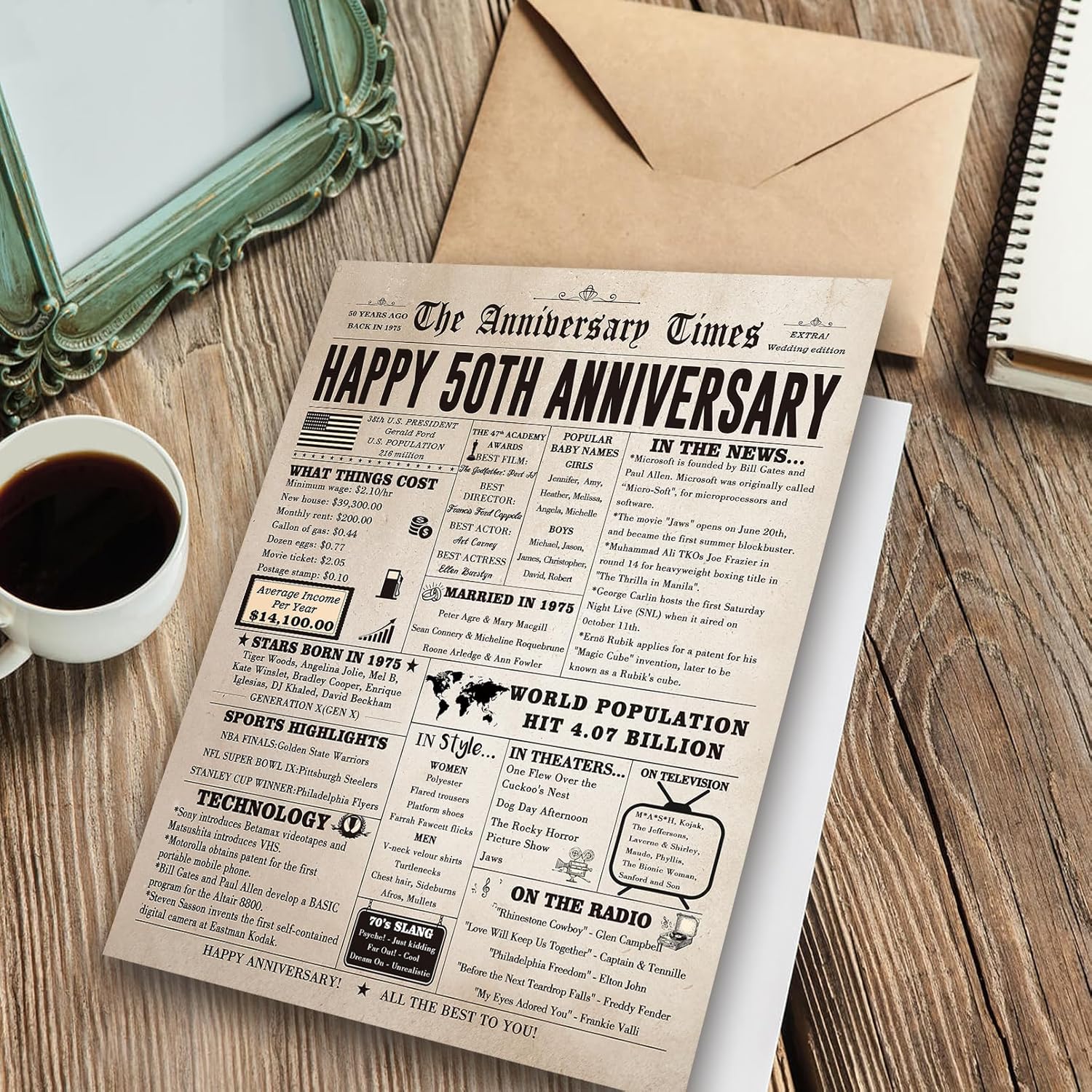 Jumbo 50th Anniversary Card for Women Men, Funny 50th Wedding Anniversary Decorations for Mom Dad, Romantic 50 Year Anniversary Card Gift for Wife Husband, Golden Wedding Gift image 3 of 6 B0DCFDQWDY