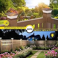 Vista 5 de T-SUN - Luces solares de poste, luces impermeables al aire libre para postes de madera de 4 x 4, iluminación LED blanca de 6000K, para cubierta