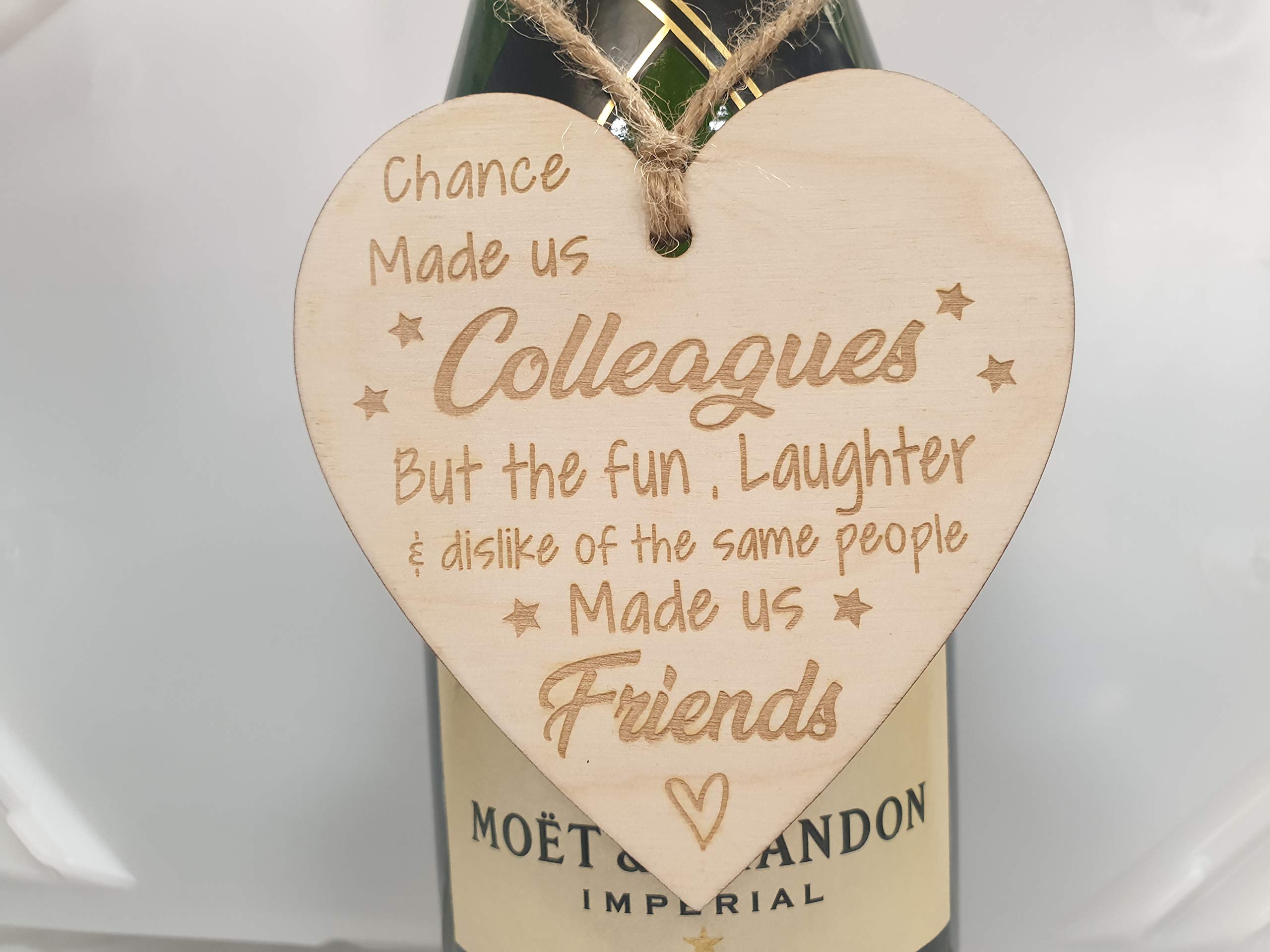 Stickumupuk Chance Made us Colleagues Wooden Hanging Decorative Gift Heart Plaque | Fun Birthday, Christmas, Friendship Gift for Best Friend or coworker