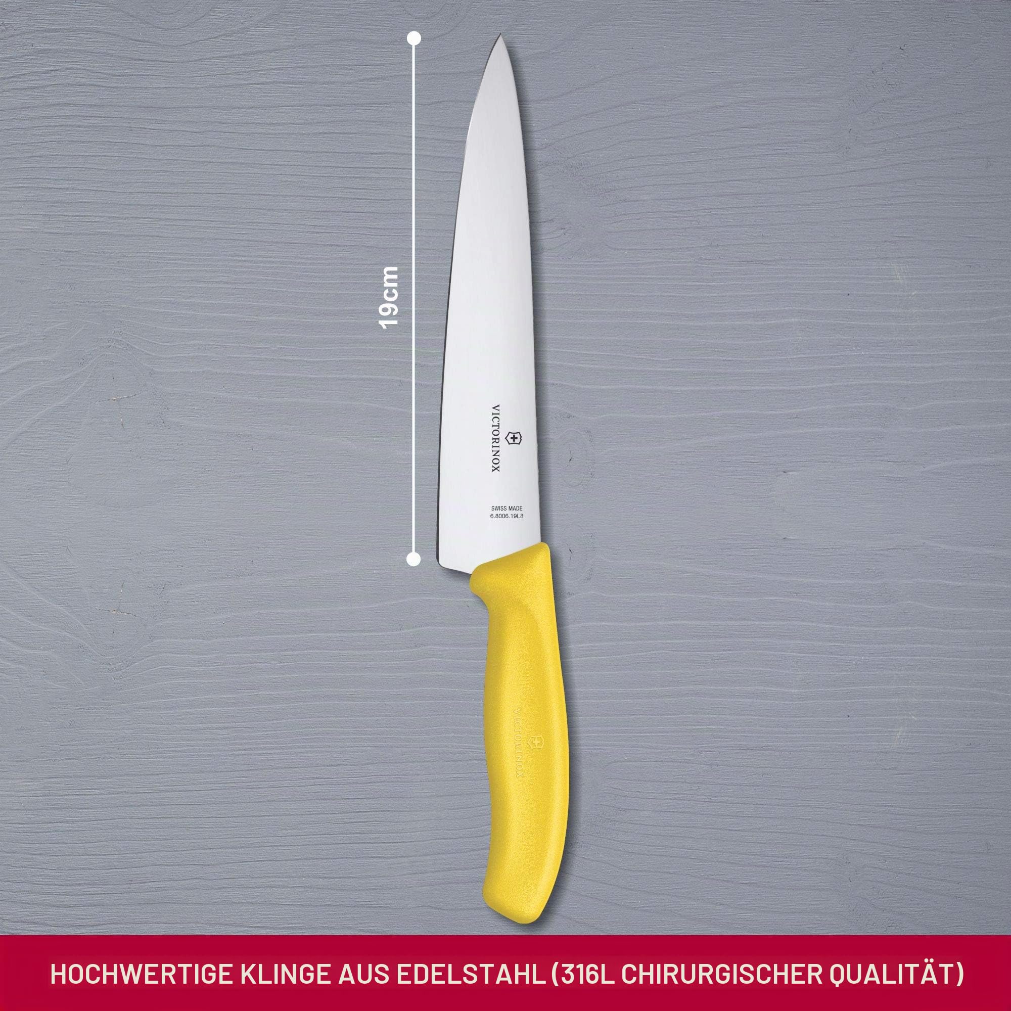 Victorinox Swiss Classic, Profi Tranchiermesser, Extra Scharfe Klinge, gerader Schliff, 19 cm, Kunststoffgriff, Rostfreier Stahl, gelb – Ansicht 2