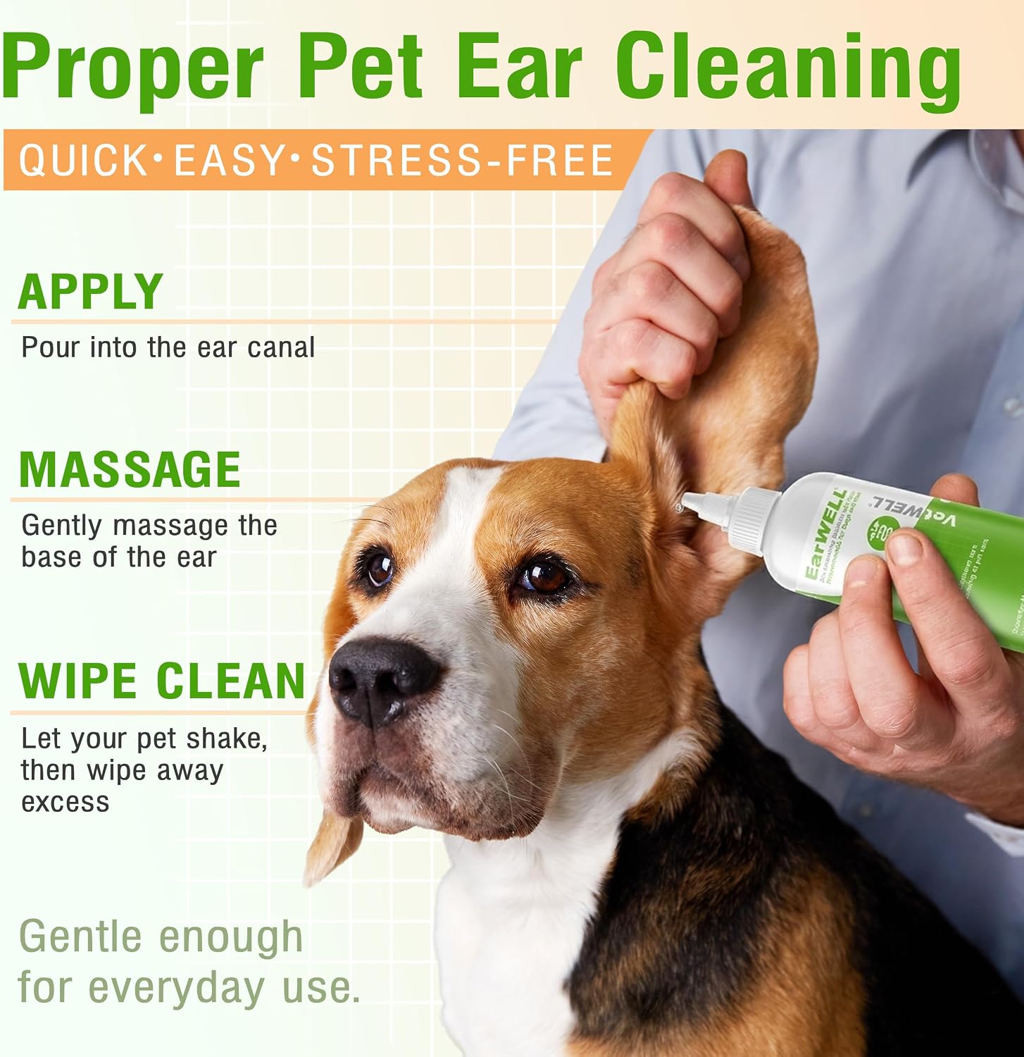 VetWELL Ear Cleaner for Dogs and Cats - Cucumber Melon - 8 oz | Otic Ear Solution for Pets to Help Manage Odor and Reduce Wax Build Up