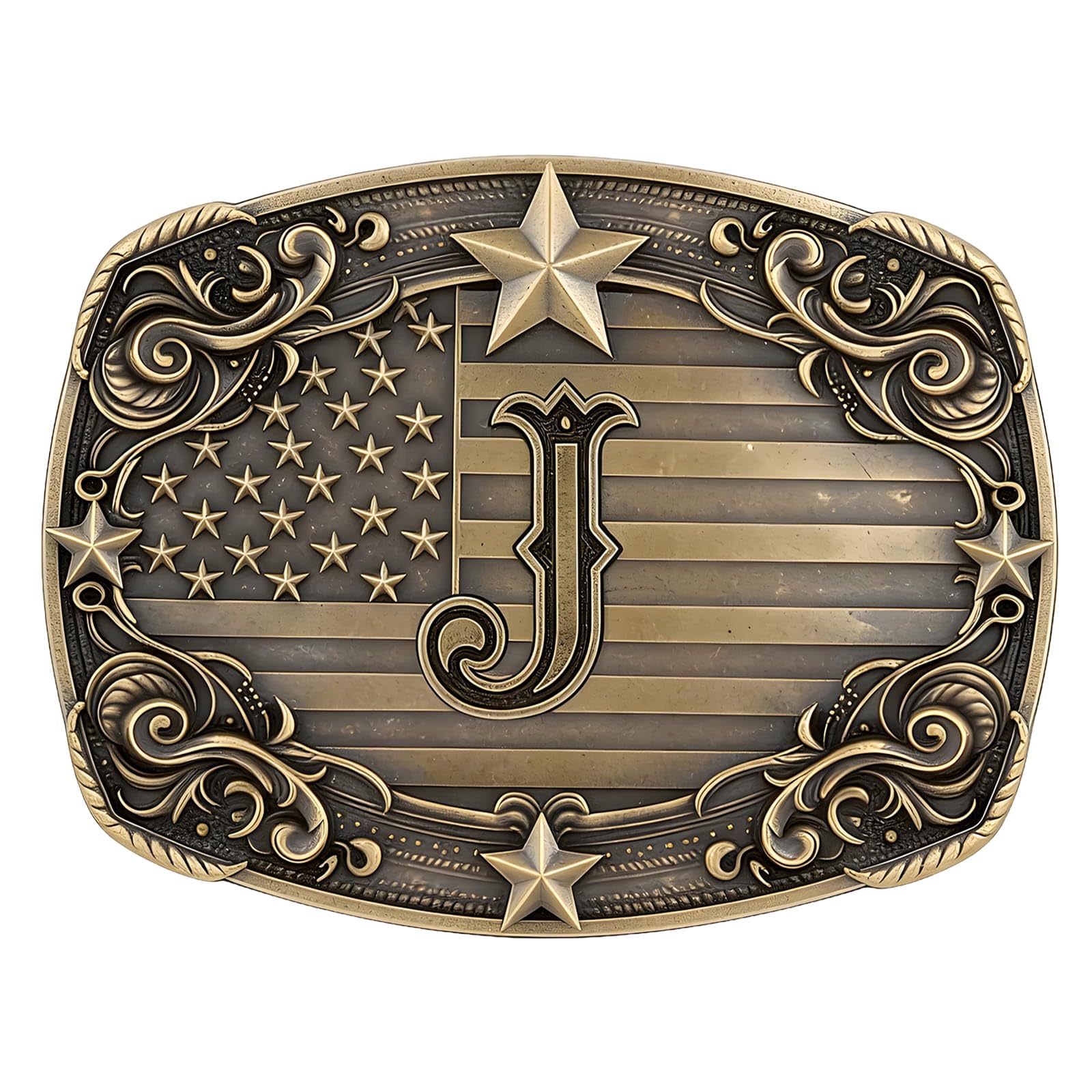 Western Cowboy Vintage Rodeo A-Z Initial Letter Belt Buckle Men