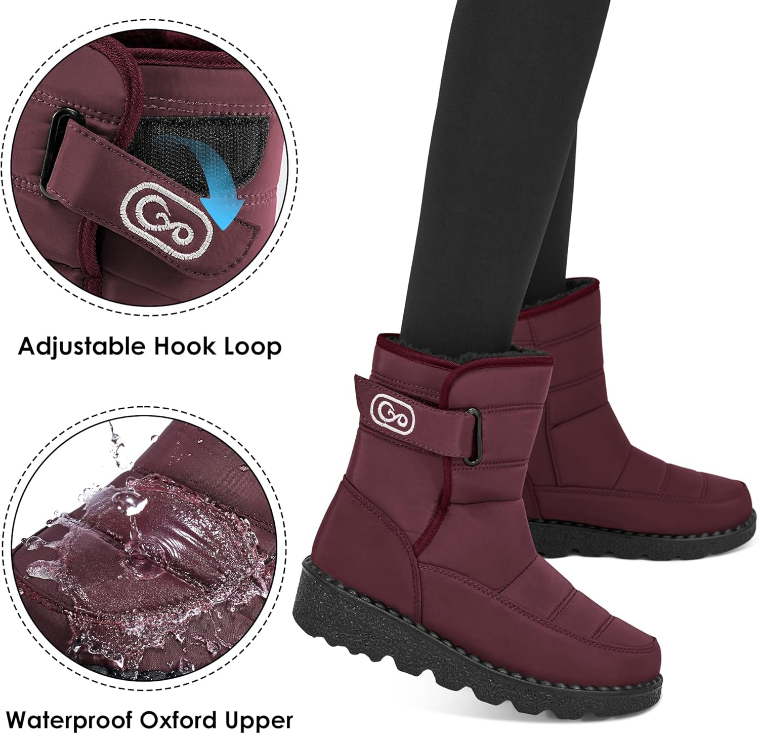 Ablanczoom Womens Winter Snow Boots With Warm Fur Lining Comfortable Booties Non Slip Waterproof Outdoor Shoes - Image 4