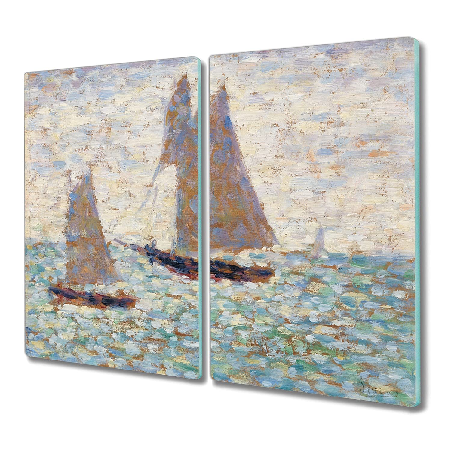 Verre de sécurité pour plaque induction 2x30x52cm haute résistance impression voiliers