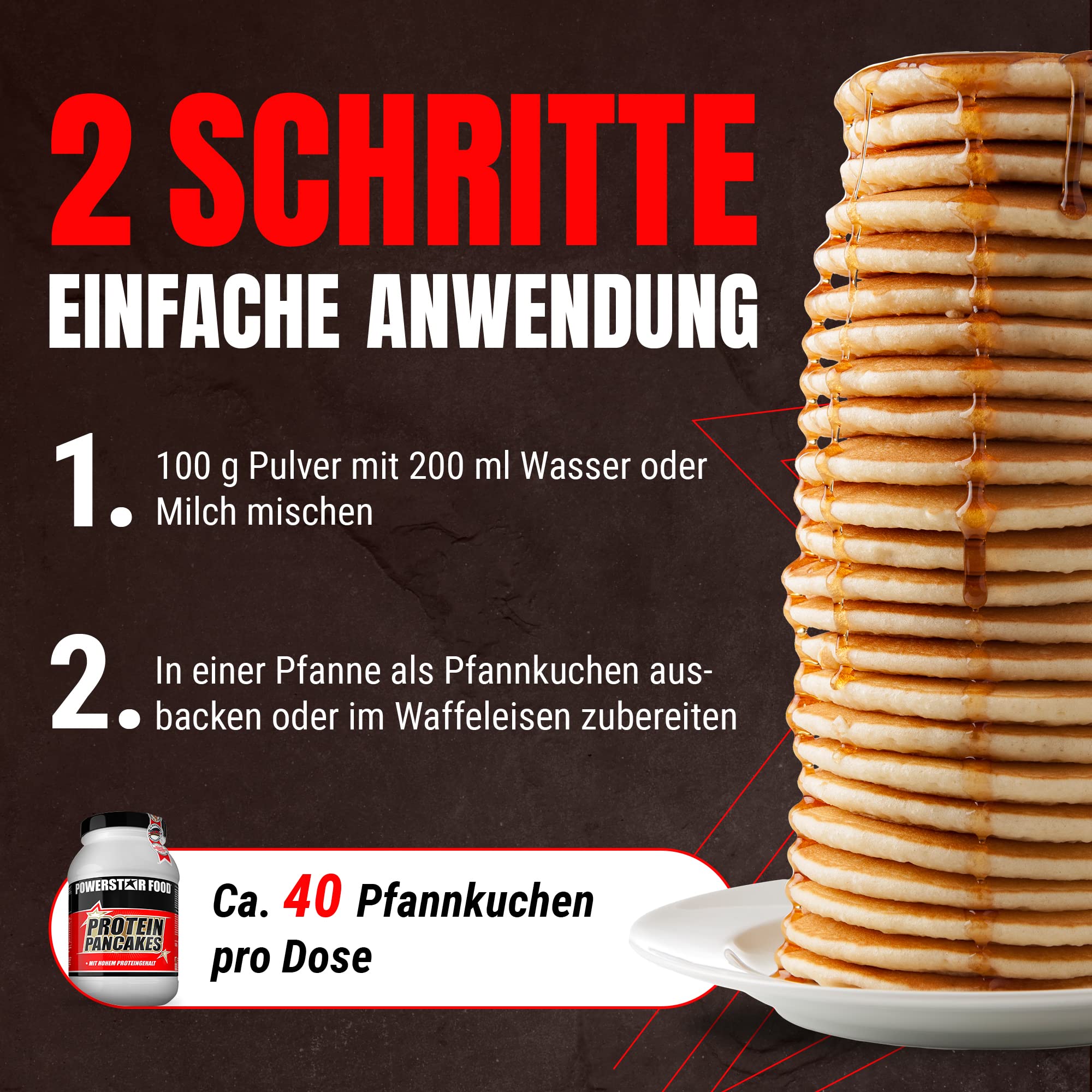 Pancakes de proteínas, 1000 g, mezcla de panqueques bajos en carbohidratos, solo 1,7% de azúcar y 1,2% de grasa, 41,1 g de proteína P.P. | Sabor delicioso | Perfecto para el desayuno y entre medias