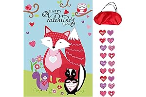 "Valentines Day" Pin the Heart on the Fox Party Game Valentine's Day Decorations