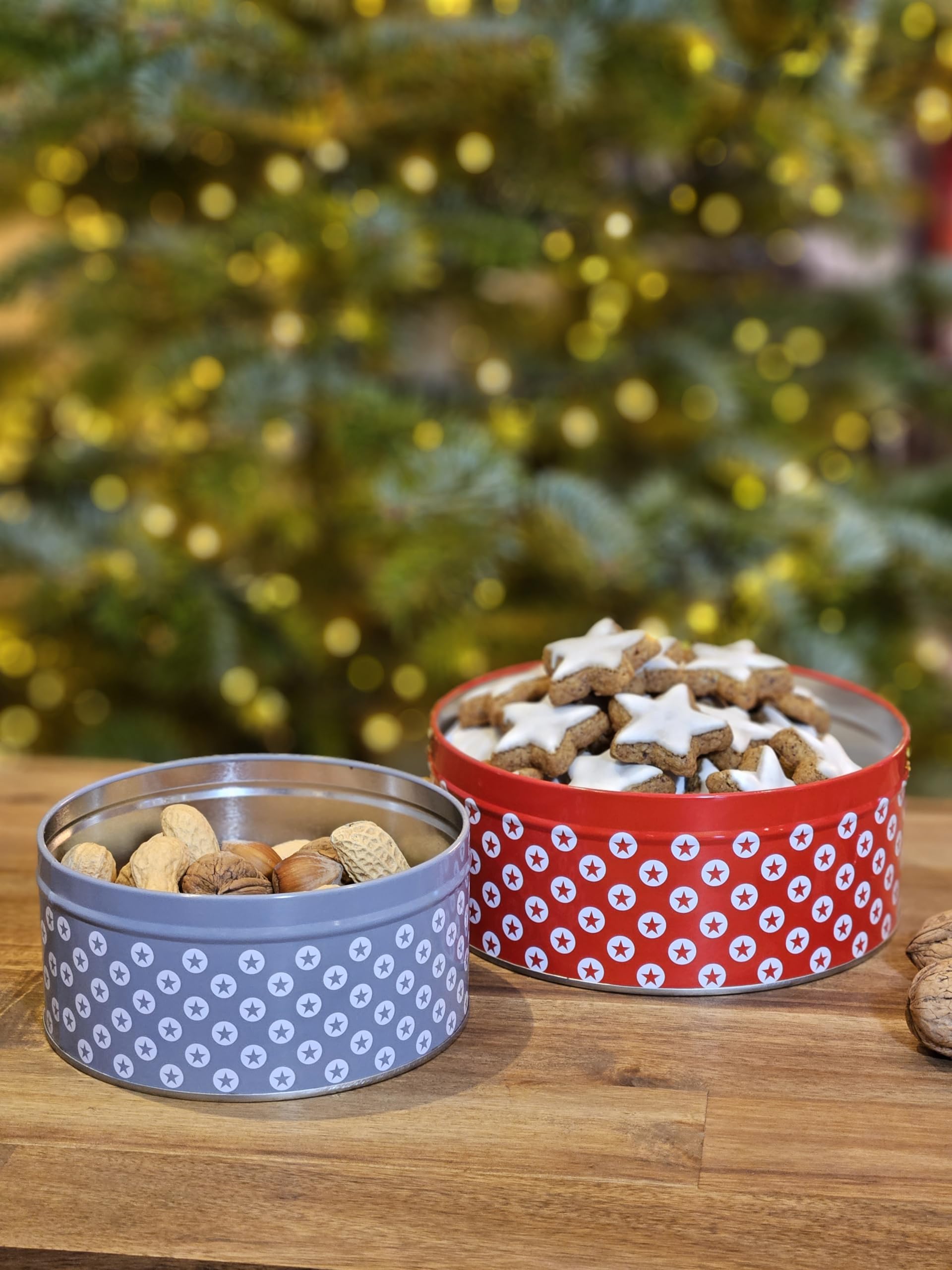 Meinposten Gebäckdose 3er Set Stern Weihnachten Plätzchendose Metall Keksdose Stern Küche, Haushalt & Wohnen