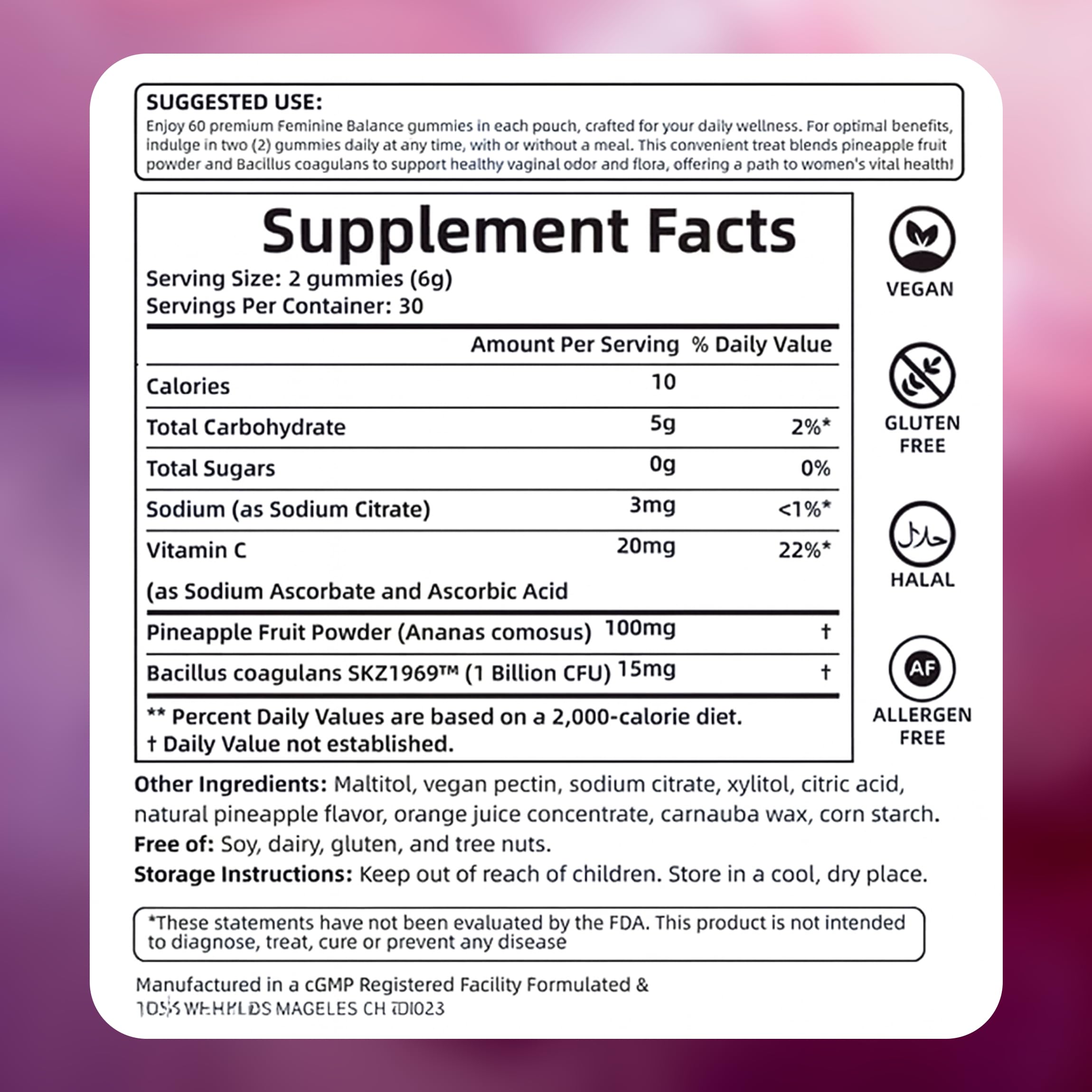 Biofilm Probiotic Gummies, Feminine Balance Gummies for Women, PH Balance, Healthy Odor, Flora and Immune Support, Vaginal Health Support, Vegan Hawaiian Pineapple, 60 Count (1) — Amazon image 7