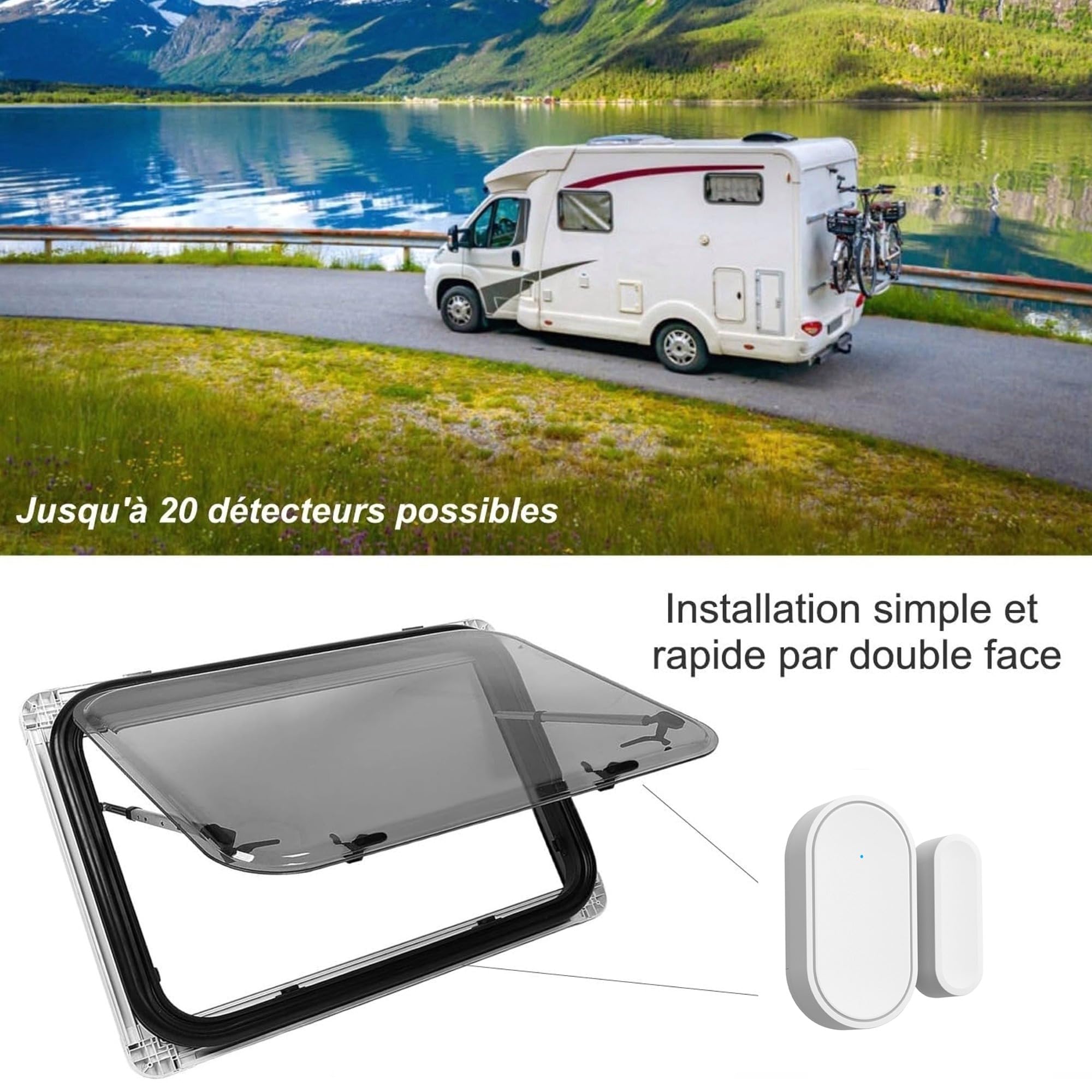 Nouveau - Alarme de Camping Car WiFi + Routeur 4G/5G WiFi-6 pour Une Surveillance 24h/24h - 2 Sirènes 120 DB - 5 Détecteurs de Portes et fenêtres - 1 détecteur de Mouvement - 2 Télécommandes