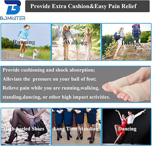 Miniatura 10 de 3 pares de almohadillas metatarsianas para mujeres y hombres, cojines de bola de pie para aliviar el dolor de juanetes y neuroma de Morton, manga