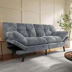 YITAHOME 70" Convertible Futon Sofa Bed, Dark Grey