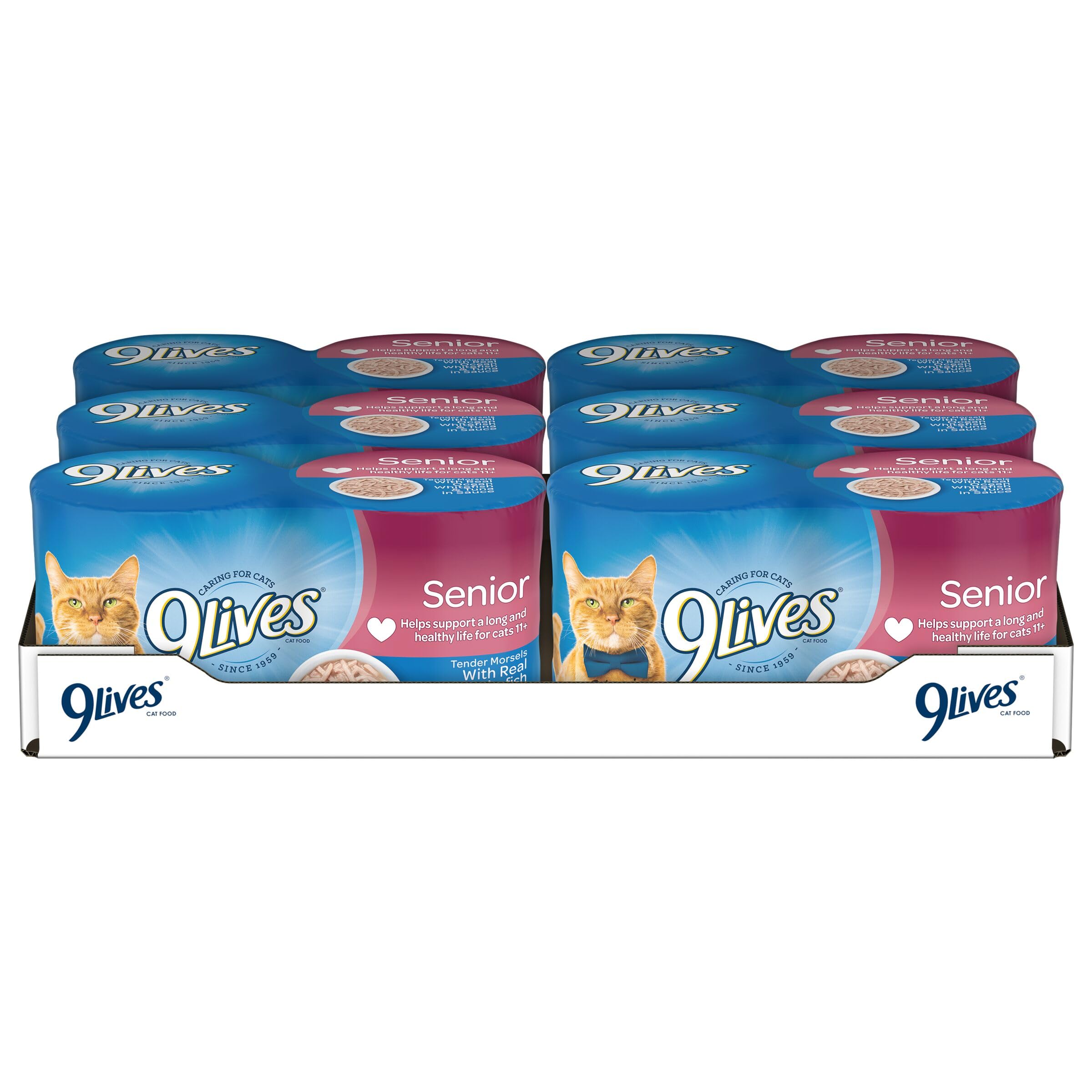 9Lives Wet Senior Cat Food, Tender Morsels with Real Ocean Whitefish & Tuna in Sauce, 5.5 Ounce Cans (Pack of 24)