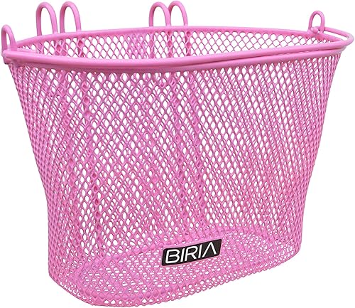 BIRIA Cesta con ganchos rosa, frontal, extraíble, malla de alambre para niños pequeños, color rosa