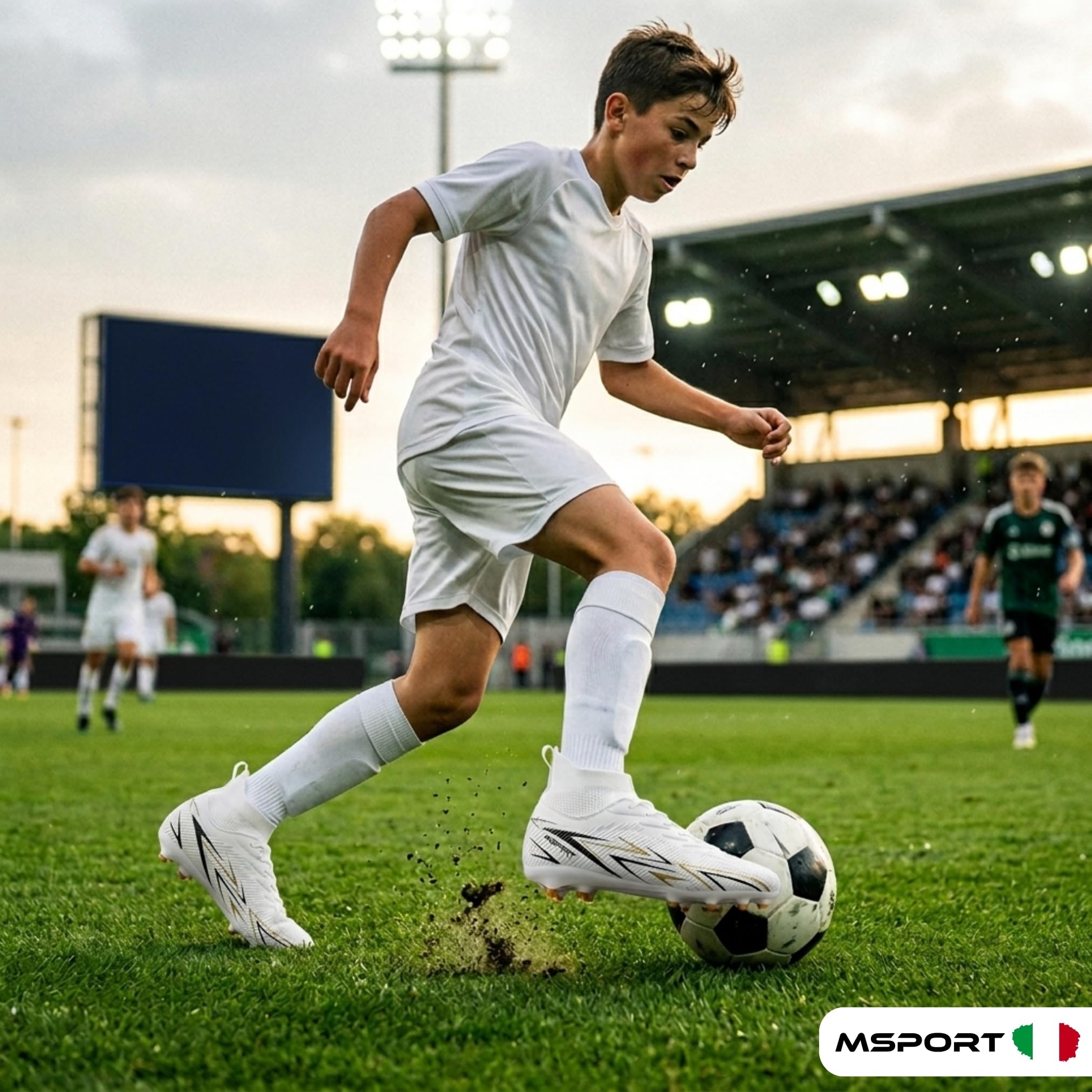 Msport Fußballschuhe für Kinder/Jungen mit Stollen – rutschfest, Leicht und Bequem – Ideal für Naturrasen und Kunstrasen - 4