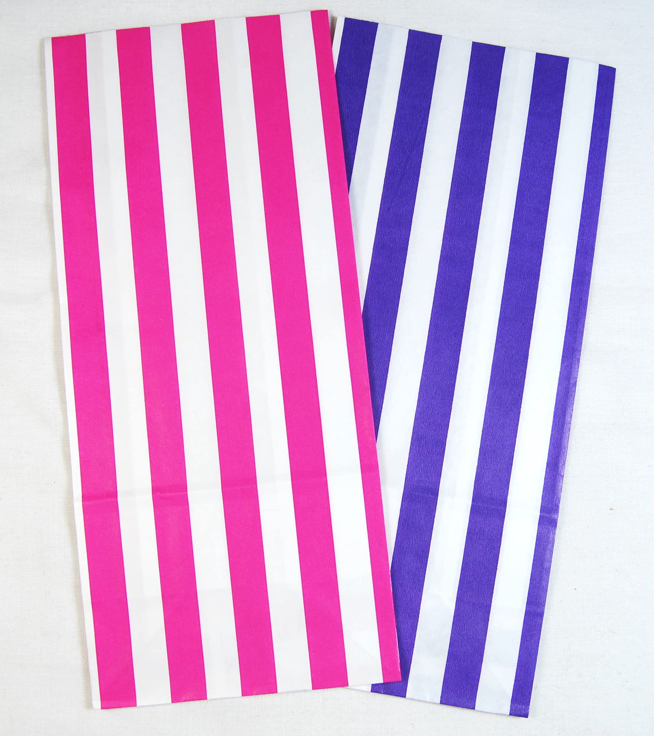 celloexpress 11cm x 24cm Paper Stripe Design Pick N Mix Candy Sweet Bags - Wedding Favour Cake Party Bags (Pink & Purple Stripes, Pack of 500)