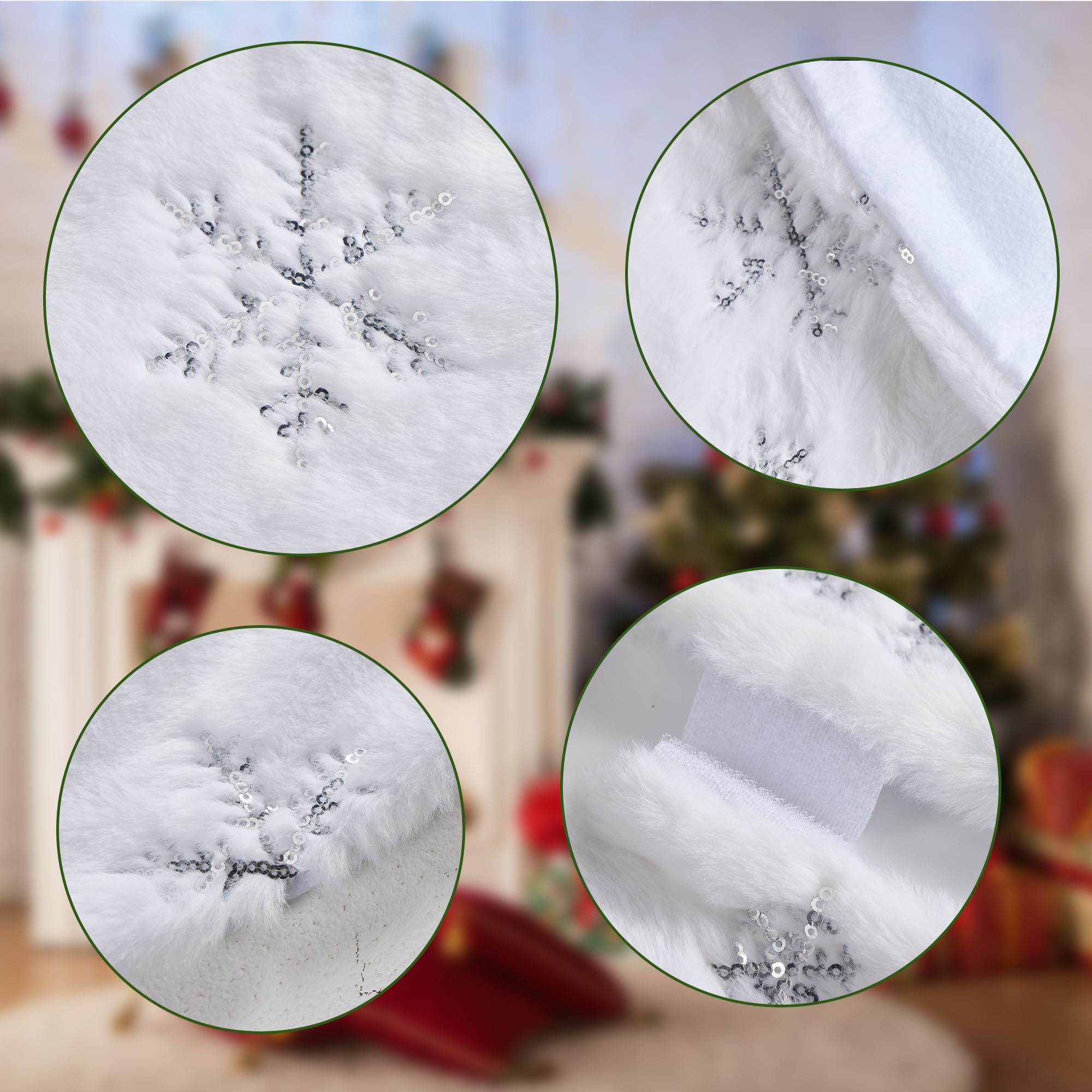 Falda Árbol de Navidad, Falda para Árbol de Navidad Redonda, Faldon Arbol Navidad Blanca 90cm, para Decoración Debajo del árbol de Navidad