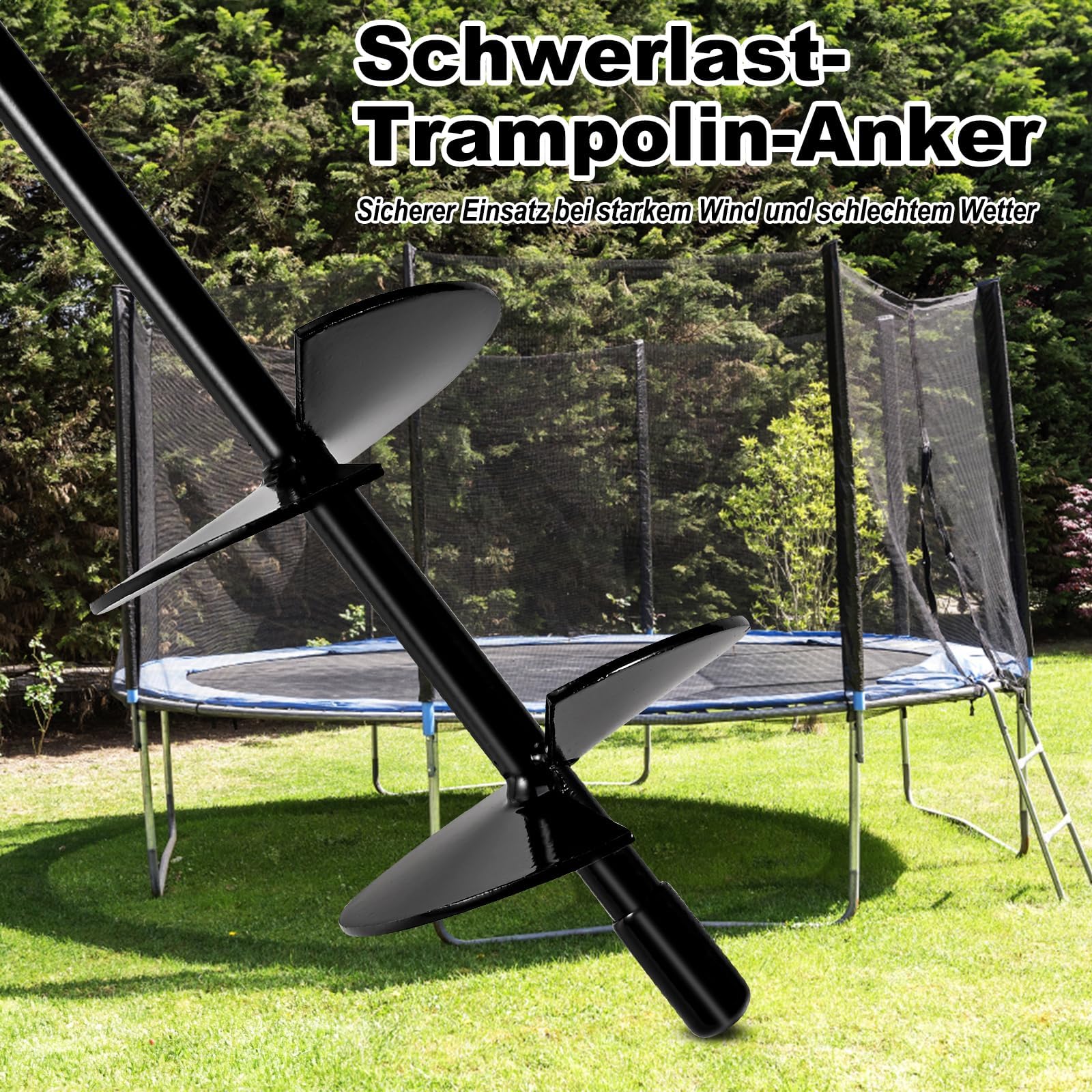 Cieex Trampolin Bodenanker Set 4 Pack, Metall Sicherung Bodenanker Erdanker, Heavy Duty Trampolin Anchor Kit Zum Eindrehen für Zelte, Camping, Schaukelgestell, Vordächer