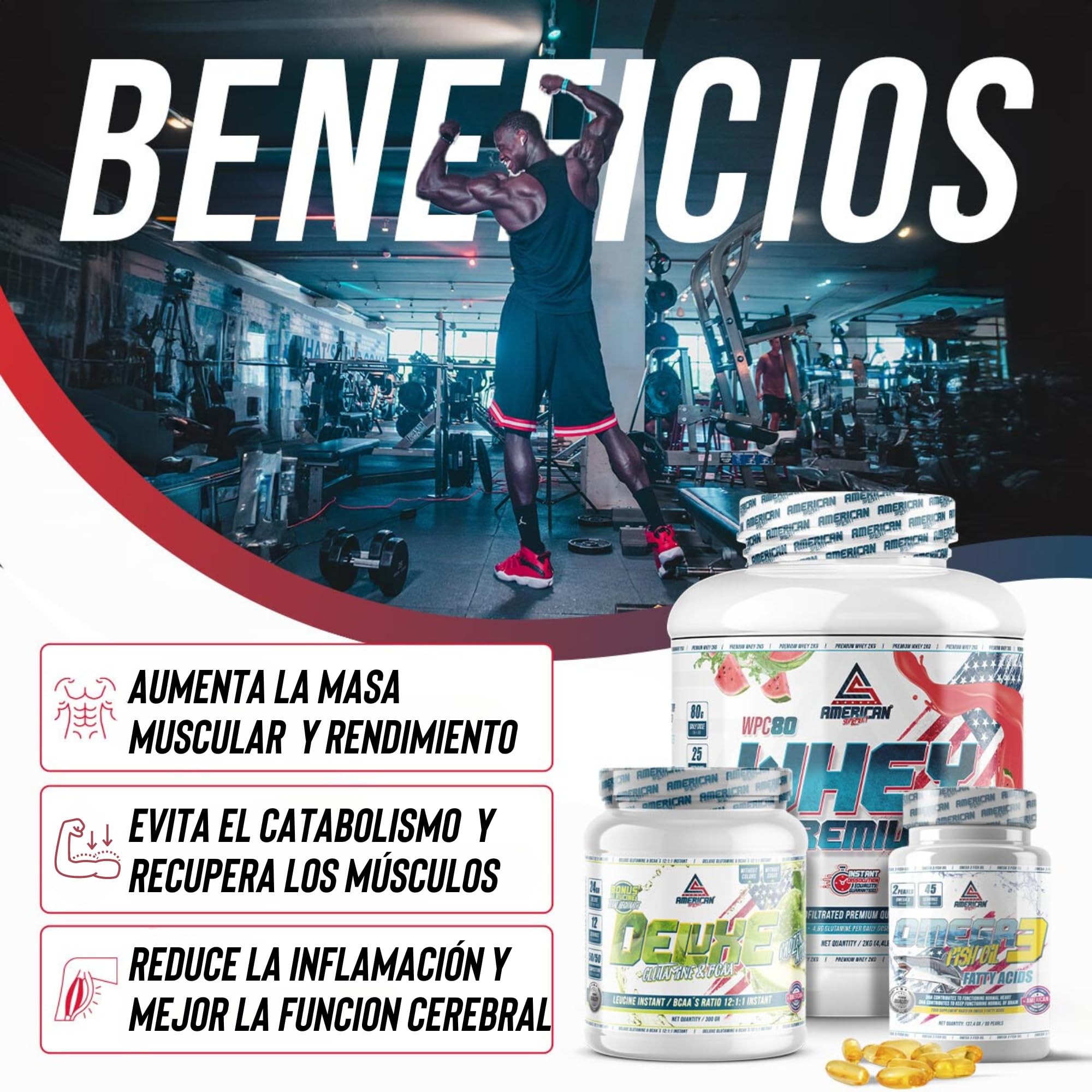 Pack Whey Protein 2kg + Bcaa’s con Glutamina (300g) + Omega 3 | Aumentar Masa Muscular, Recuperación y Rendimiento | Shaker de REGALO