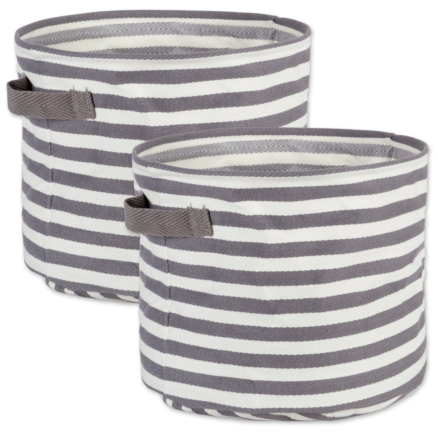 DII Stoff Wäschekorb Produkte, Gray Stripe, Medium Set of 2