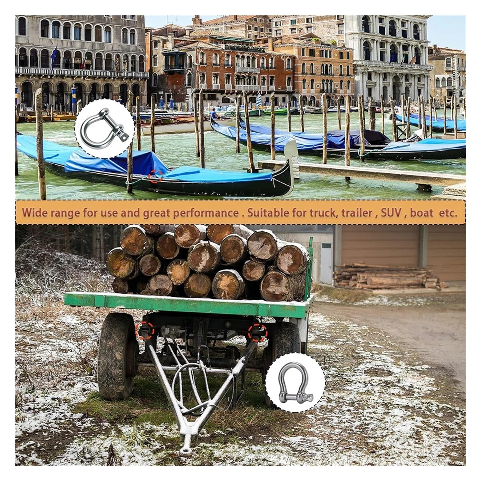 Grilletes acero inoxidable Grillete de carga en forma arco acero inoxidable 304 for camping, senderismo y otros deportes al aire libre M4 M5 M6 M8 M10 M12 M14 Paquete 10(M8)