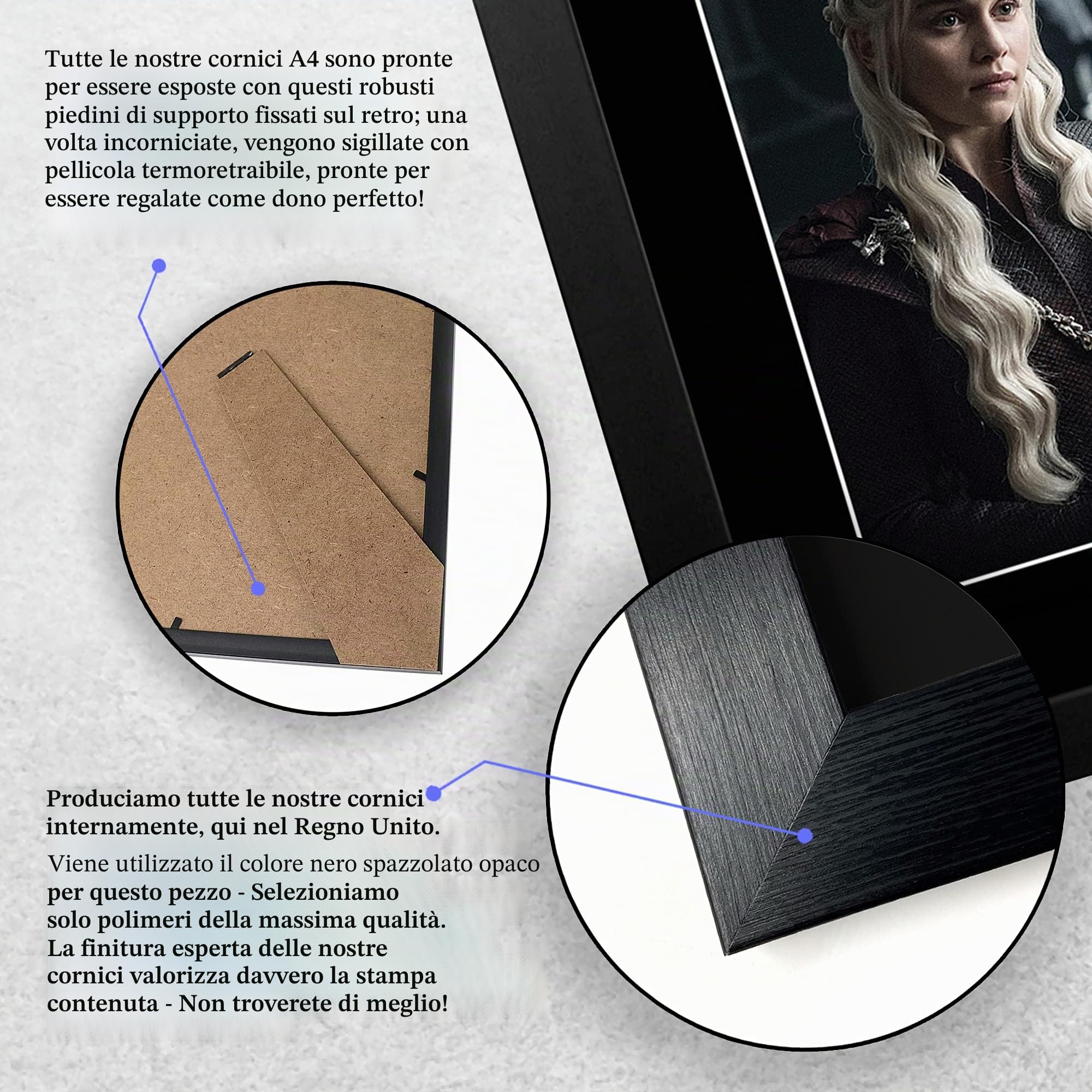 HWC Trading Emilia Clarke A4 Incorniciato Firmato Regalo Visualizzazione Delle Foto Print Immagine Autografo Stampato Per Game Of Thrones Tv Show Fan