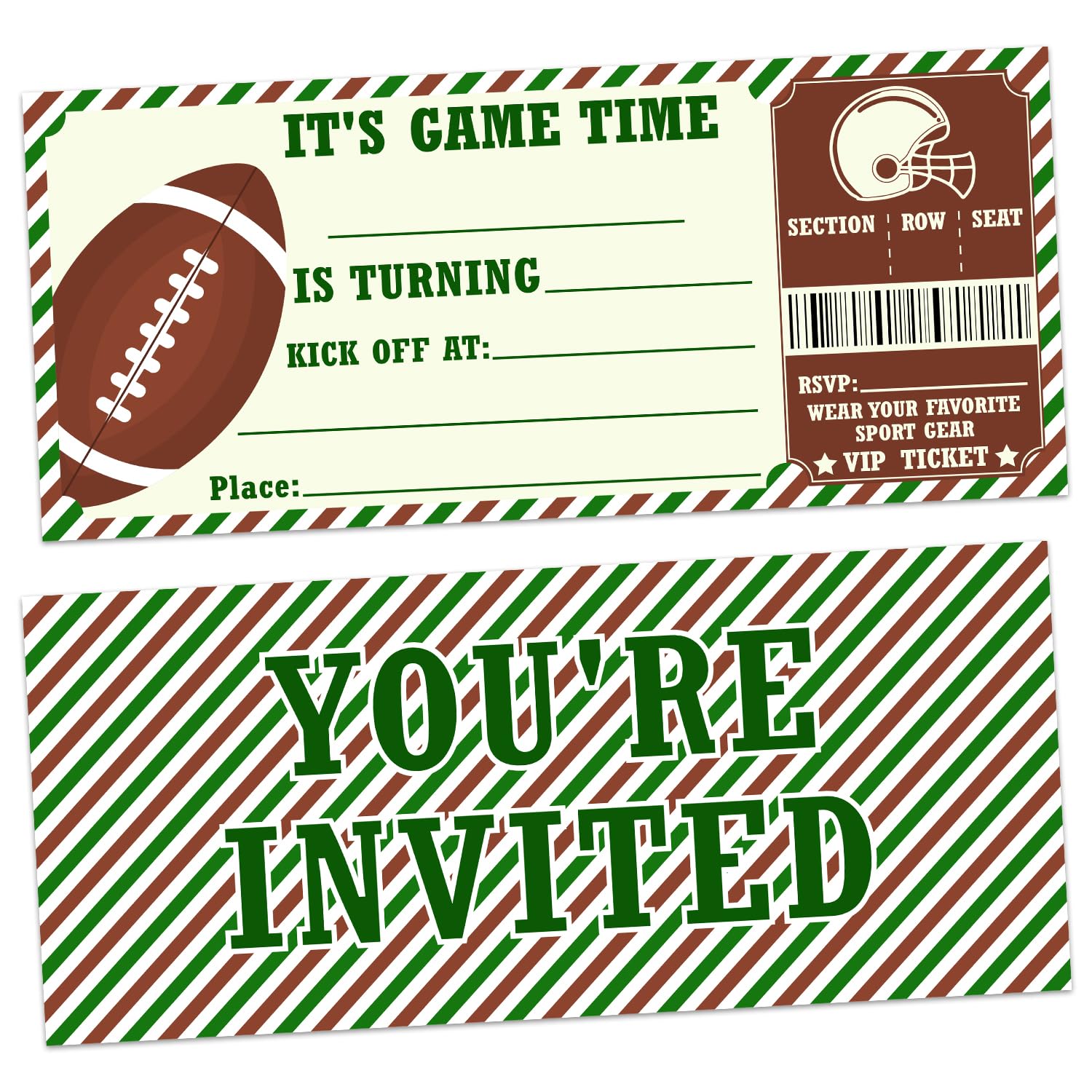 Football Ticket Birthday Party Invitations, Rugby Theme Birthday Invites for Teens, Birthday Invitation Cards for Girls Boys, 20 Rugby Ticket
