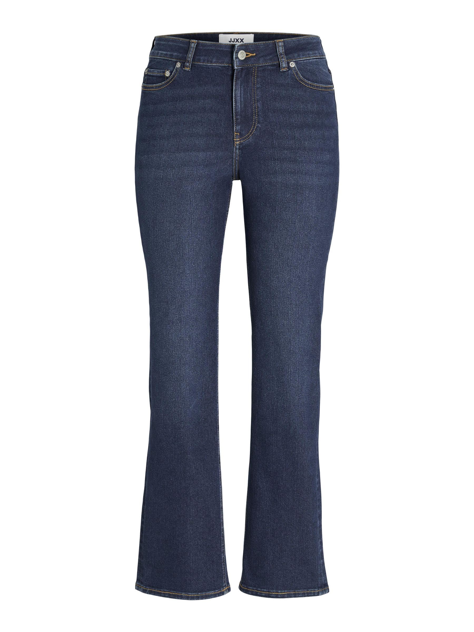 JJXX Women's Jxnice Sl-Straight ANK Mw C8117 DNM Noos Jeans, Dark Denim Blue, 30W x 30L