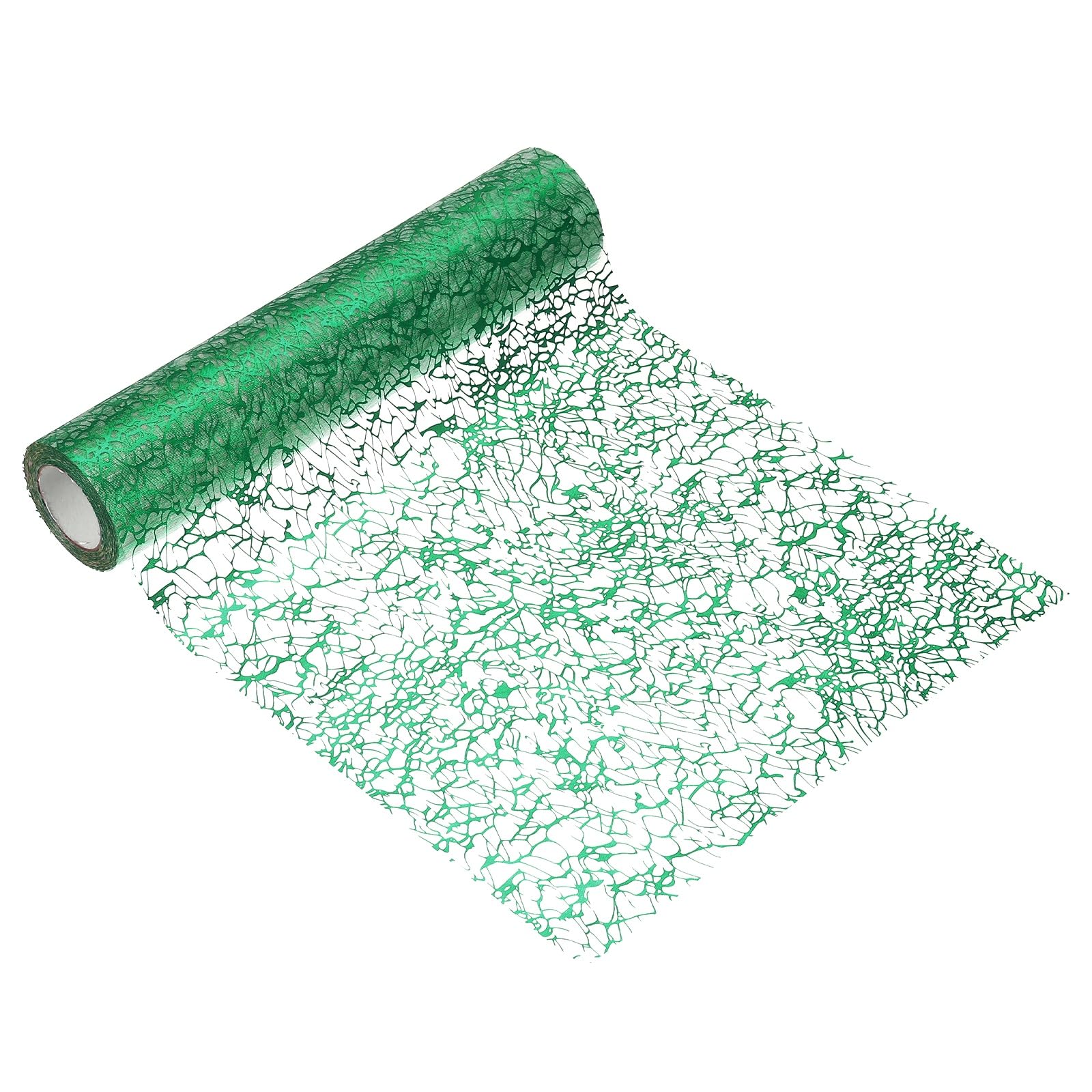 sourcing map Grass Green Table Runner, 28cm x 18.2m Glitter Metallic Foil Mesh Table Runner Roll, Thin Dining Decoration Centerpiece for Wedding Birthday Party Christmas