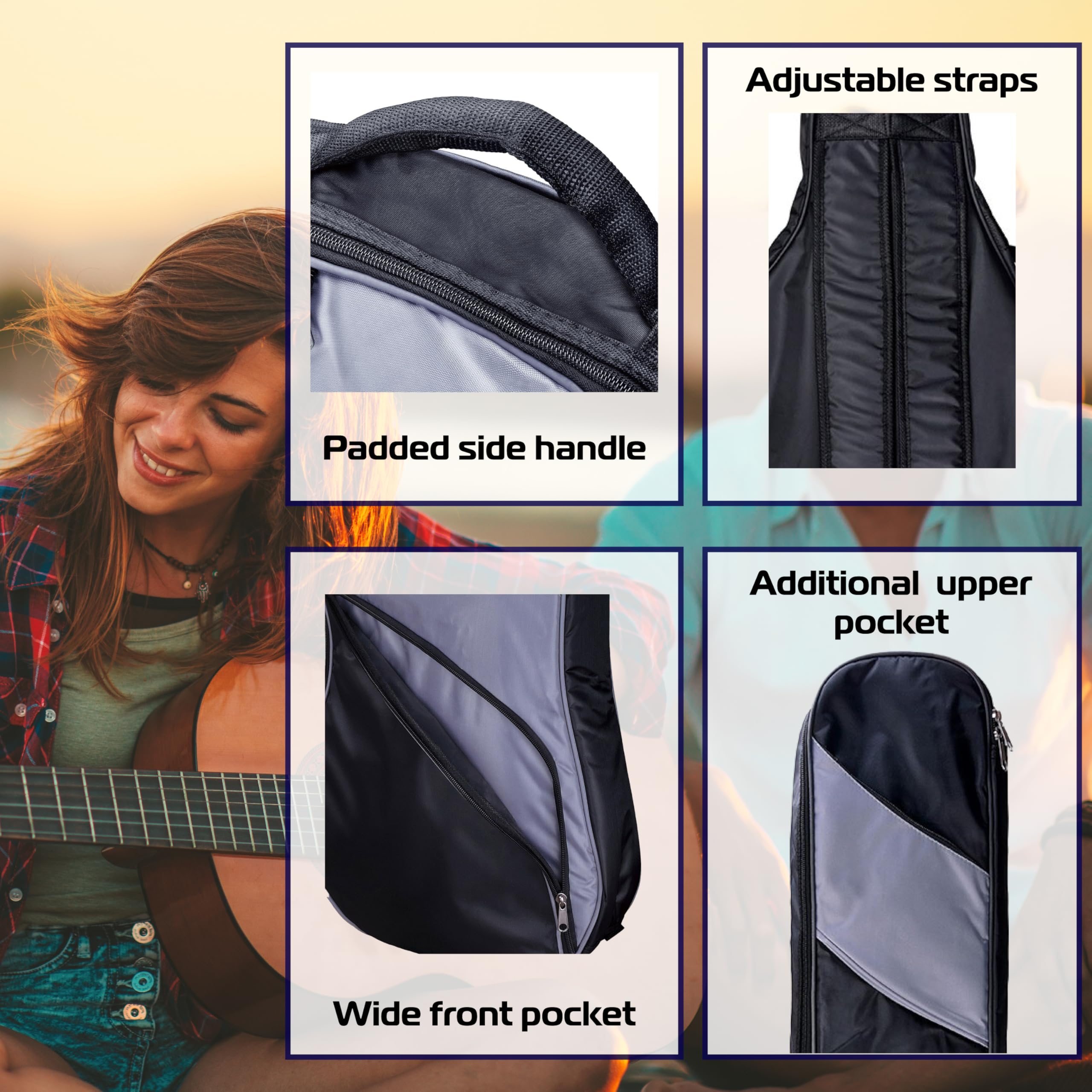 Soundsation PGB EG-5-Custodia per Chitarra Elettrica, Colore Nero/Grigio