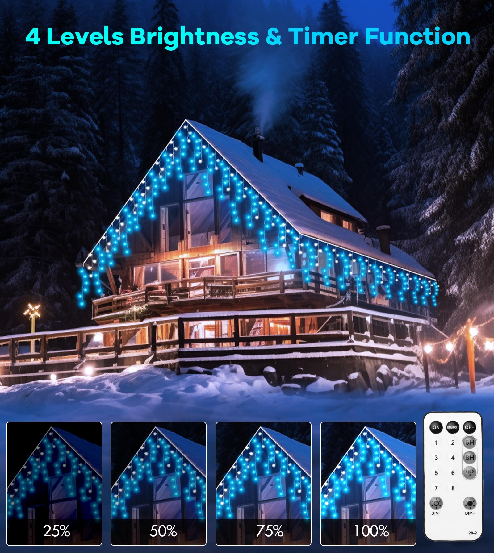 ULIGHTOWN Icicle Outdoor Christmas Lights, 5M 120LED Icicle Lights Outdoor Waterproof - Image 2