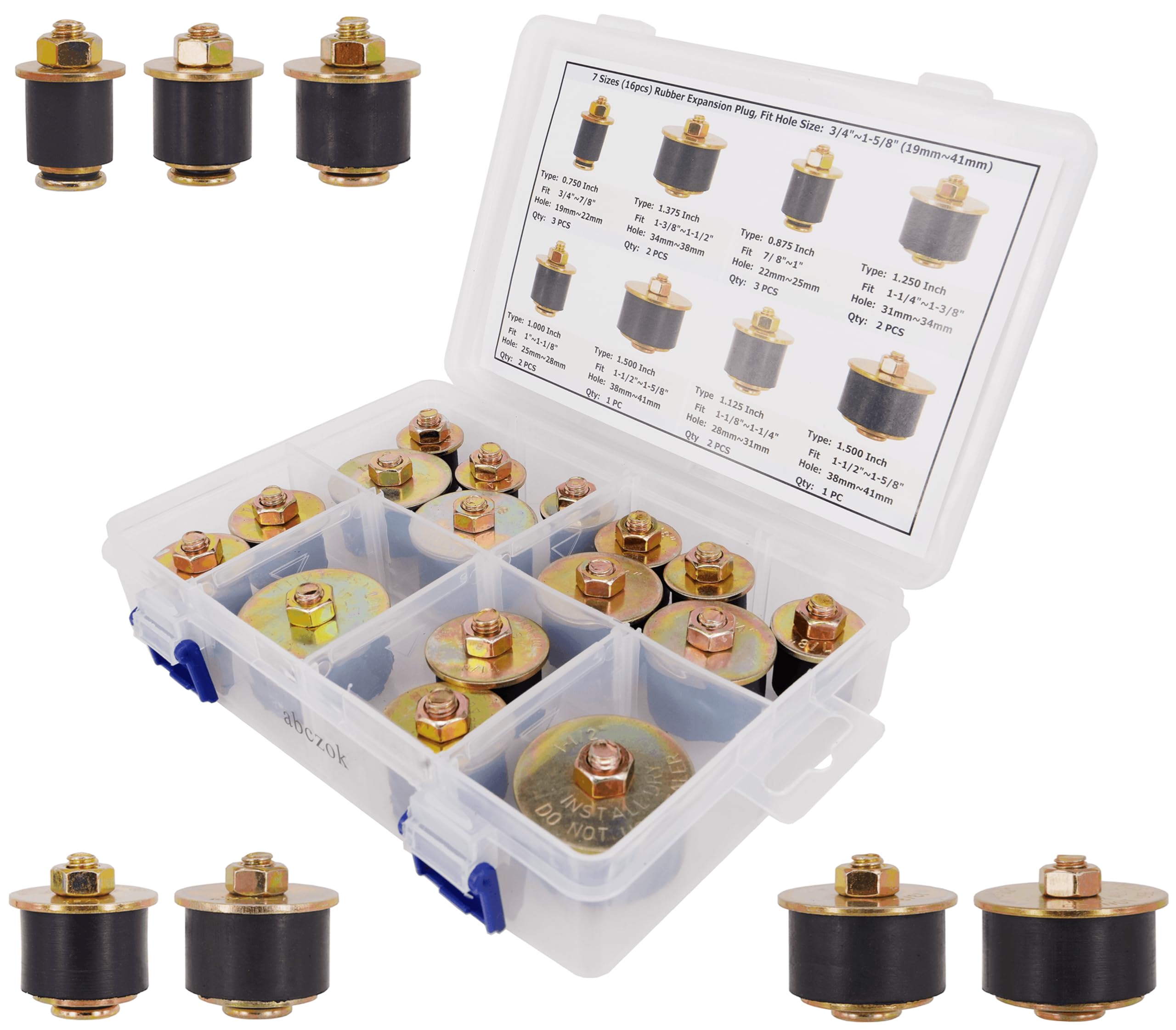 Amazon.com: abczok 7 Sizes 16pcs Rubber Expansion Plug, Automotive