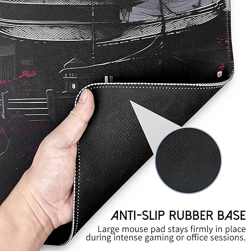 Miniatura 4 de Alfombrilla de ratón para juegos, gran alfombrilla de ratón para teclado y ratón con base de goma antideslizante, adecuada para la escuela, oficina,