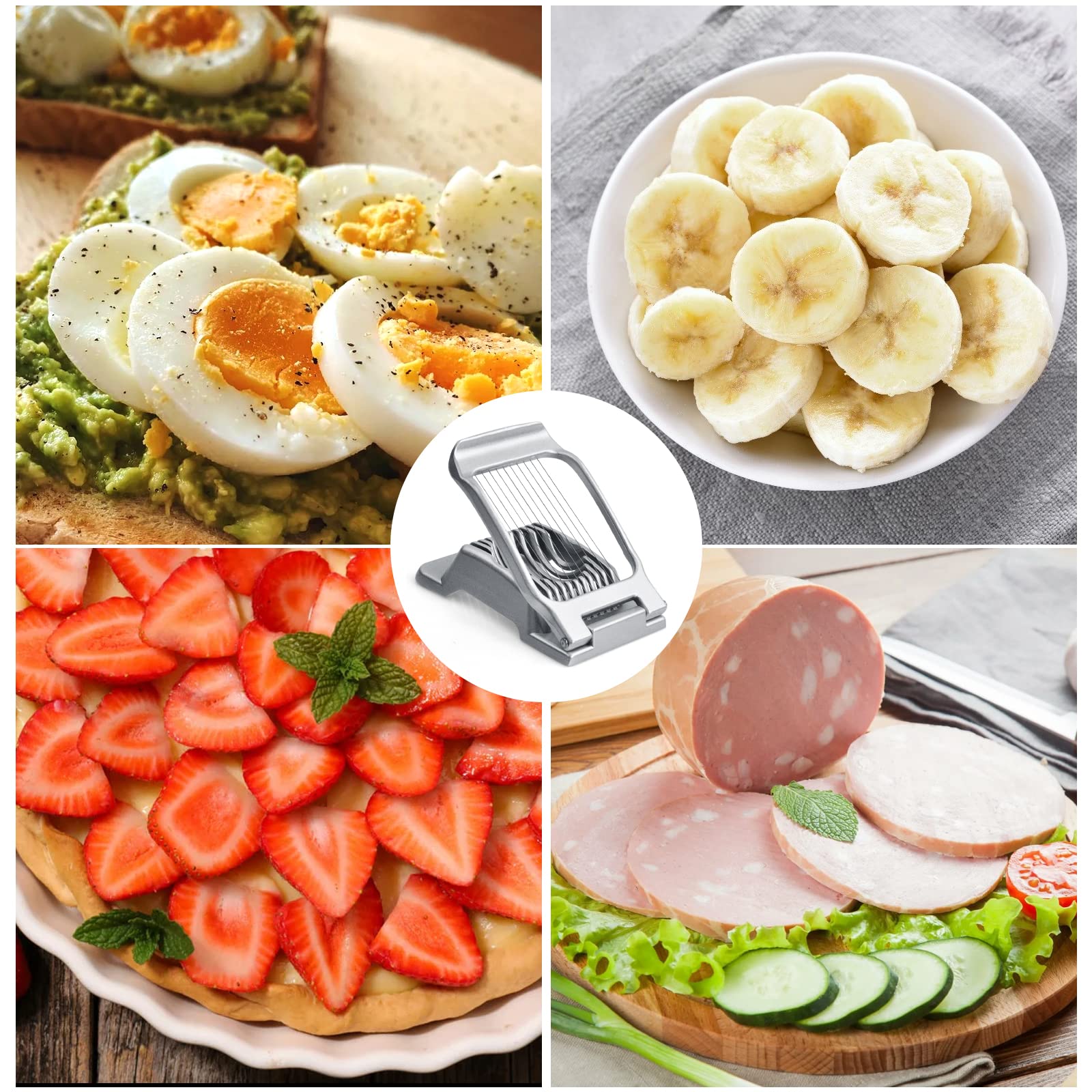 Tuzsocr 2 En 1 Coupe Oeuf,Diviseur D'oeufs En Acier Inoxydable,Coupe