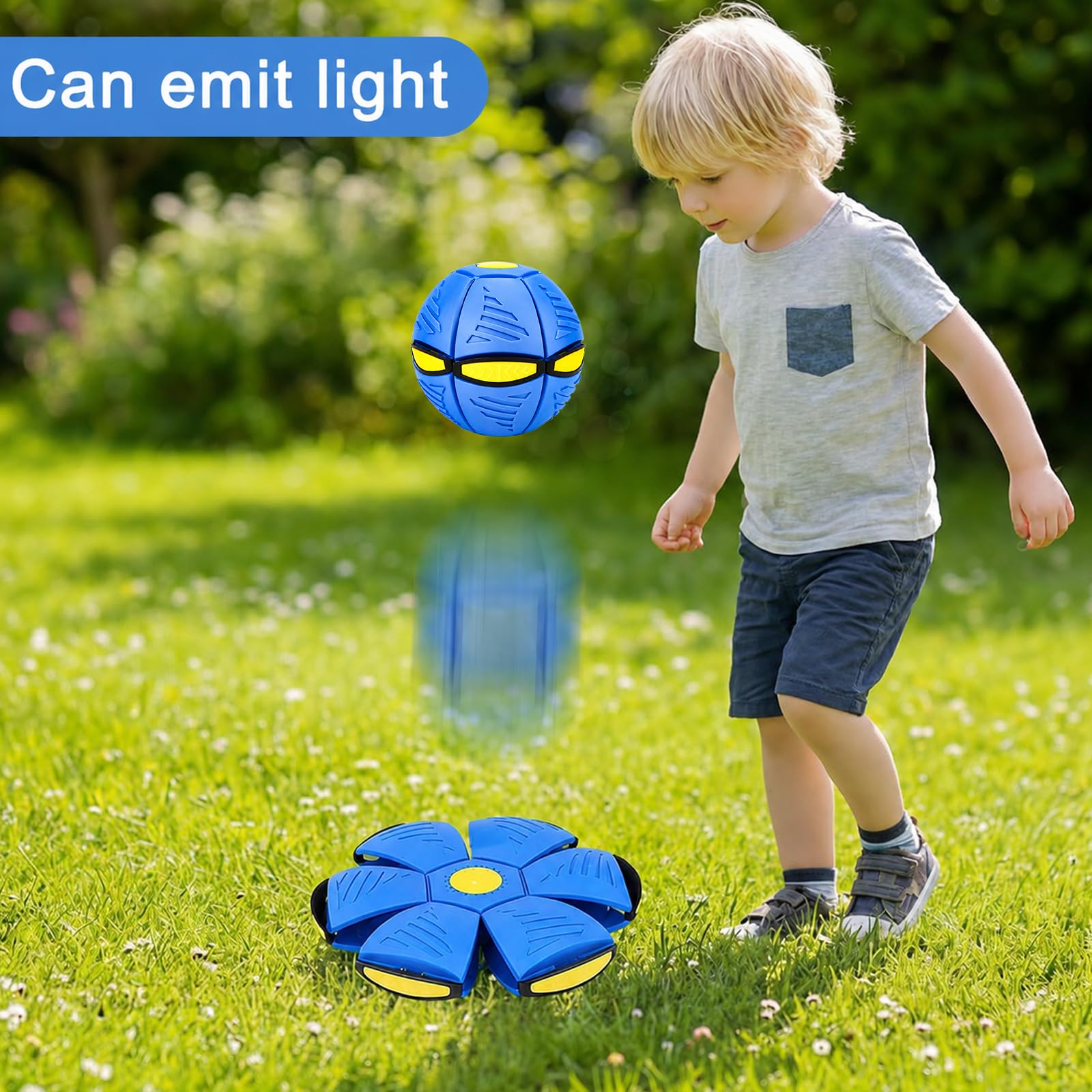Pelota De Salto Mágica Con Doble Forma – Bola Deformable Que Se Convierte En Frisbee, Juguete Interactivo De PVC Para Niños Y Mascotas (Color Azul)
