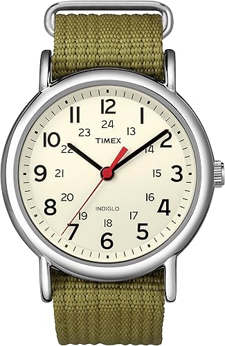 Timex Reloj unisex Weekender de 1496in Negro Weekender Slip Through - Reloj de correa de nailon