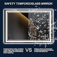 Vista 6 de Espejo de baño LED de 55 x 36 pulgadas con luces, retroiluminado y frontal iluminado para pared, espejo de tocador LED antiempañamiento regulable