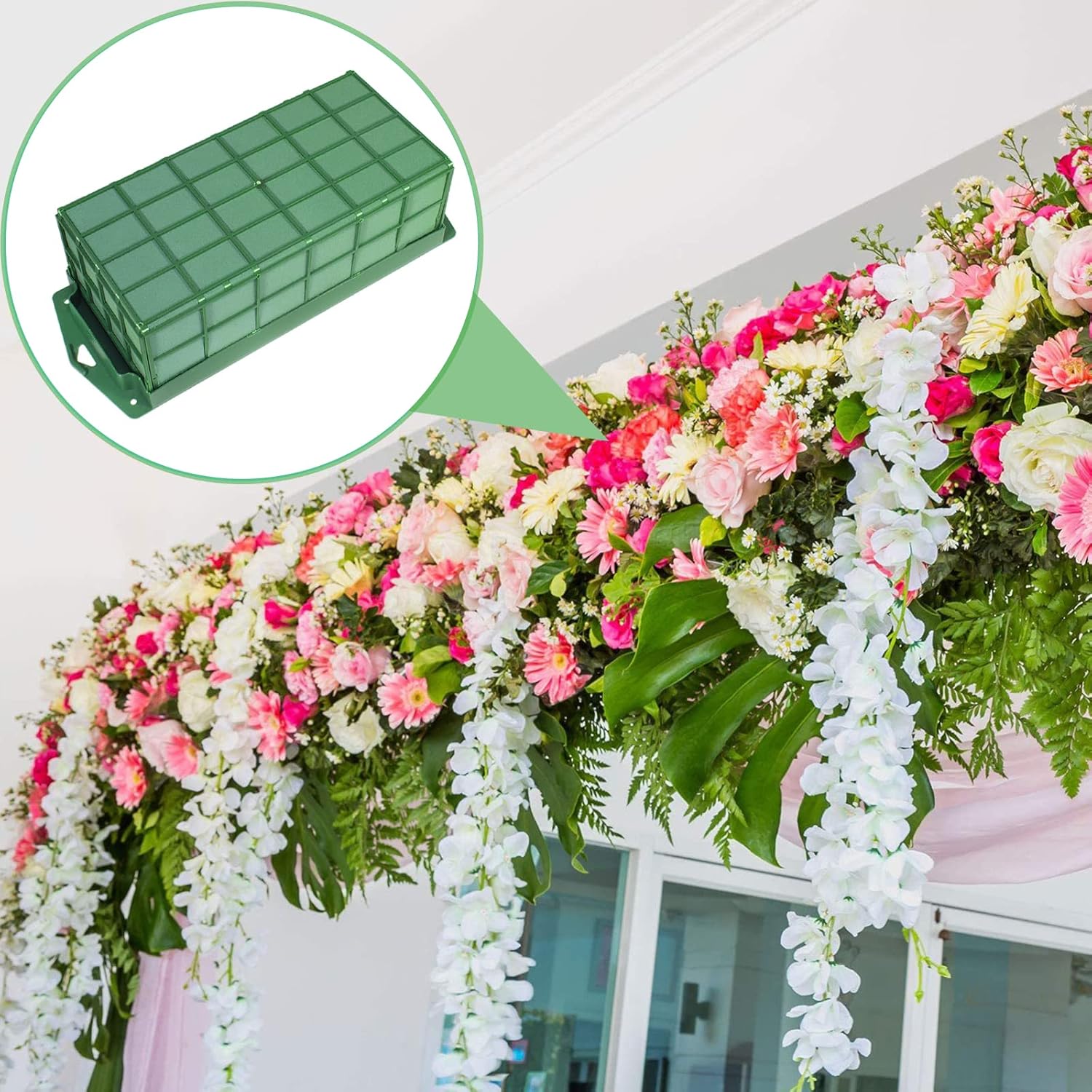 mwellewm 4 Pcs Floral Foam Cage for Fresh and Artificial Flowers Foam Supports for Floral Arrangements Dry and Wet Rectangle Flower Cage Holders for Fresh Flowers, Wedding, Home Garden Decorations