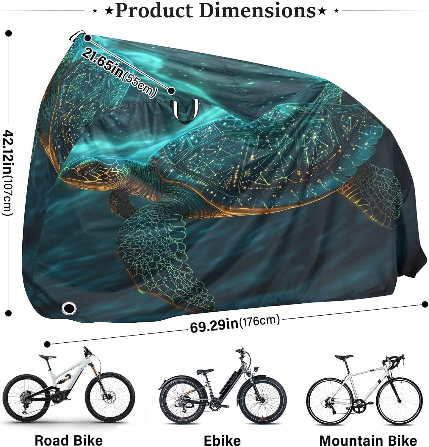 ALAZA Totem Tatto Sea Turtle Bike Cover Waterproof Outdoor Ebike Bicycle Covers Tarp Protection for 1/2 Bikes, Sun UV Dust Wind Proof