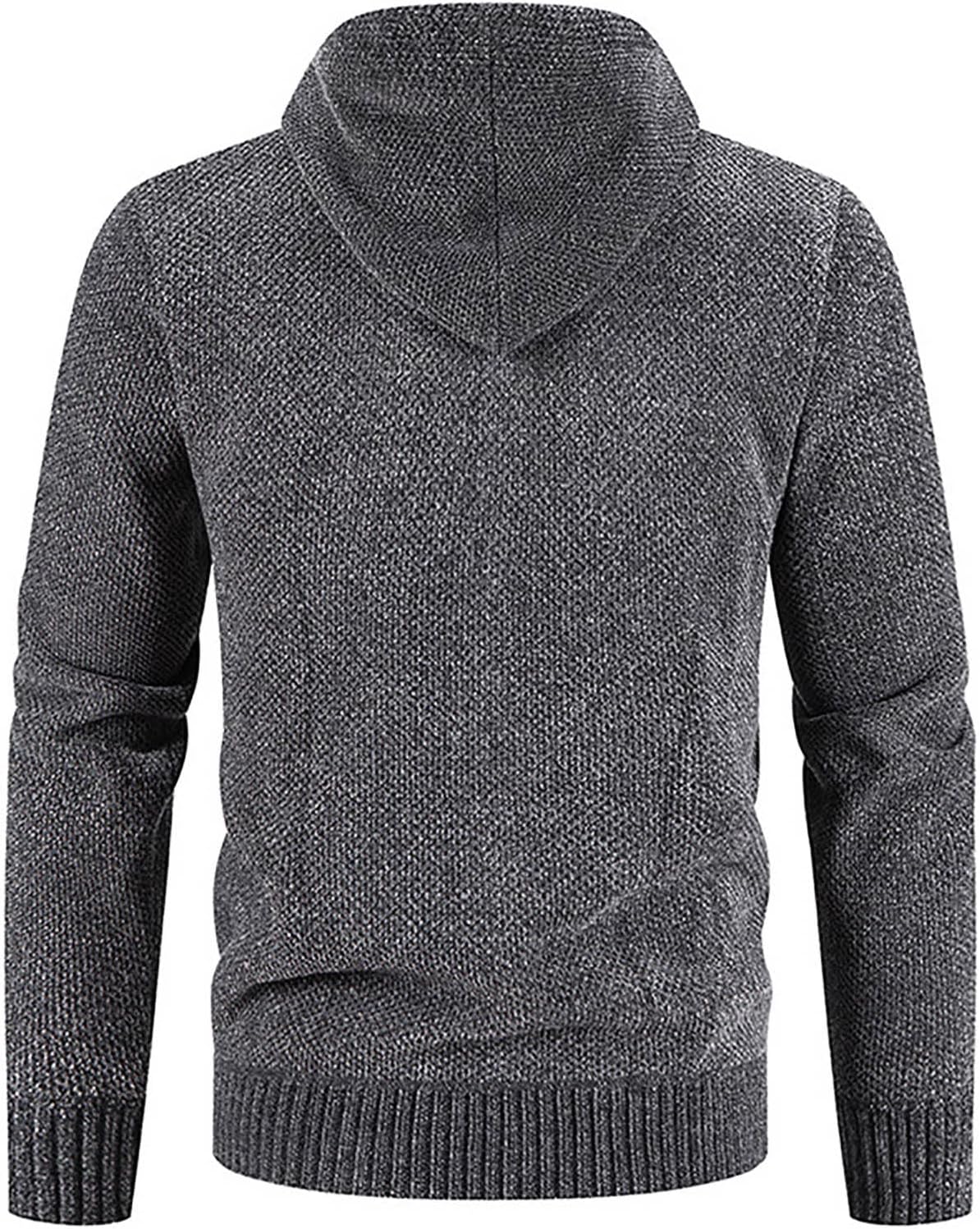 Mens Long Cardigan Lightweight Hooded Sweater Causal Long Sleeve Fleece Lined Knitted Sweaters Warm Jackets Coats