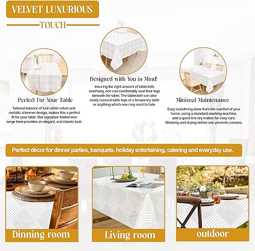 Miniatura 4 de Majestic Giftware TC1406 - Manteles de terciopelo para mesas rectangulares  (70160) - TC1406 - Mantel rectangular decorativo lavable para cocina,