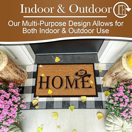 Miniatura 3 de Tapete para puerta de sombrero de vaquero para el hogar, tapete grueso de fibra de coco resistente para exterioresinteriores con respaldo de PVC