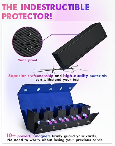 Miniatura 5 de UAONO Card Storage Box with Dice Tray for MTG Yugioh, 5 in 1 Card Deck Case Holds 900+ Unsleeved Cards, Strong Magnet Card Organizer Compatible with