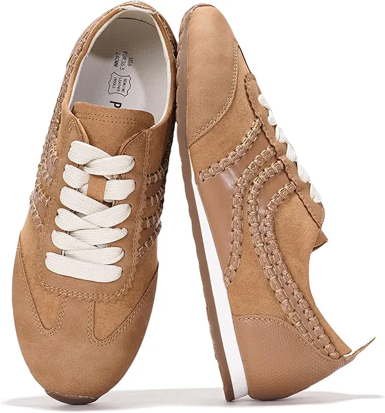 Project Cloud Leather Barefoot Shoes Women – Memory Foam Lace-Up Womens Sneakers – Lightweight & Non Slip Womens Shoes Casual – All-Day Women's Fashion Sneakers for 2025