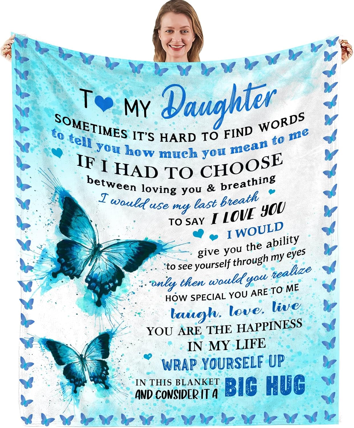 to My Daughter Gift Blanket, Daughter Birthday Gifts from Mom Dad, Gift for Daughter Graduation Wedding Day Soft Throw Blanket 50"x 60"