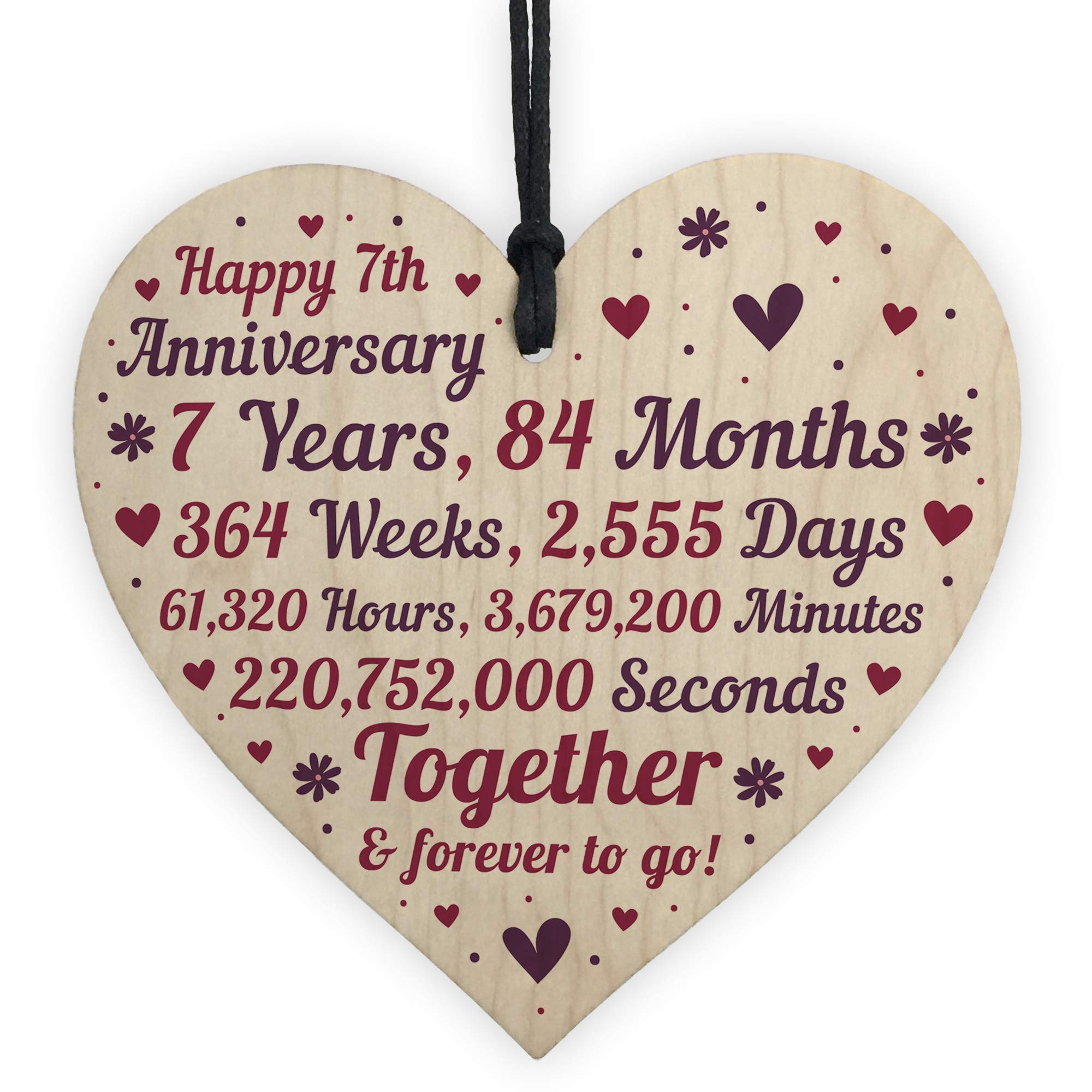 Red Ocean Multicolor Anniversary Handmade Wooden Heart To Celebrate 7Th Wedding For Husband Wife