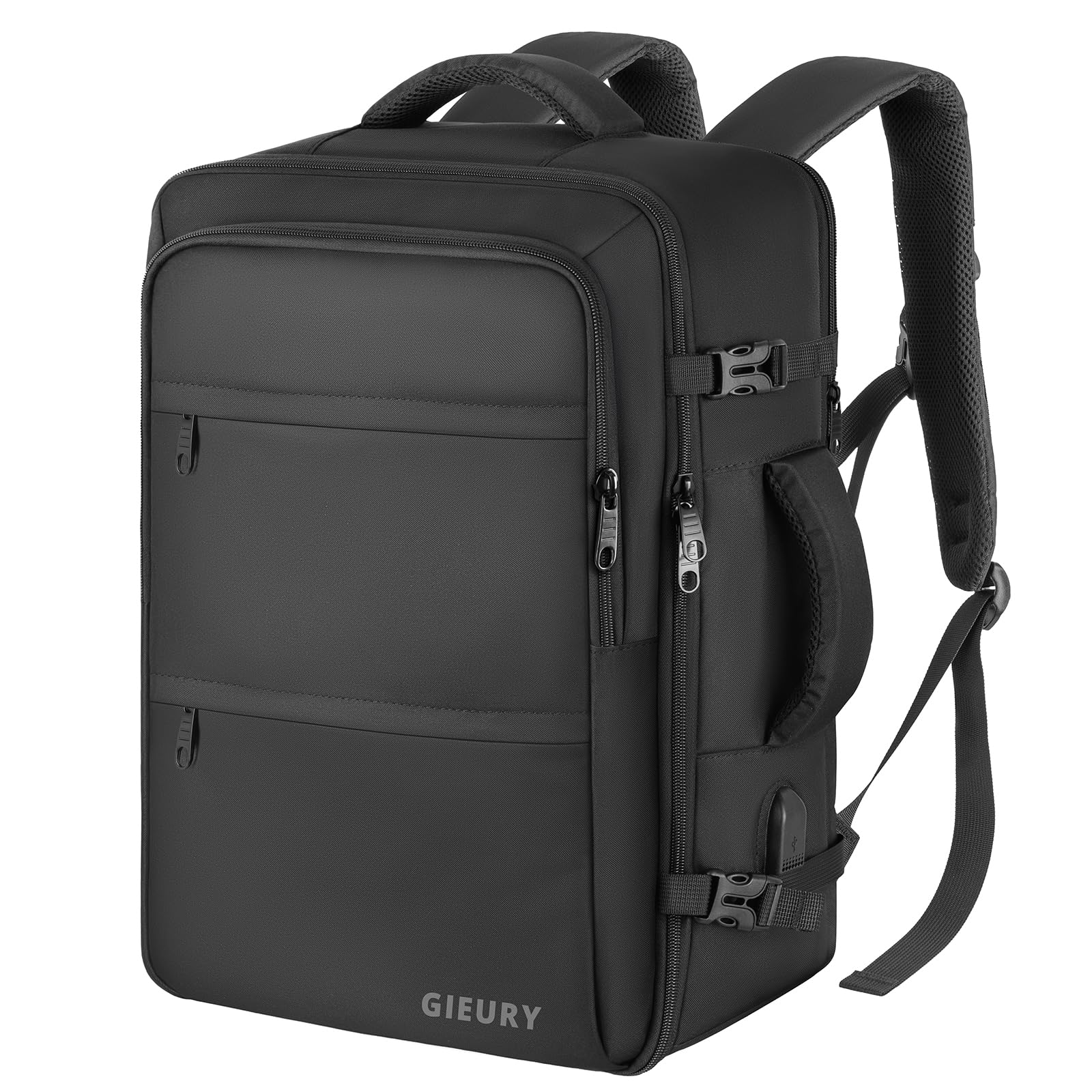 Carry On Backpack, 40L Travel Backpack, Travel Gifts for Men, Luggage Backpack TSA Flight Approved Laptop Backpack for Men & Women, Large Daypack Lightweight Business Weekender Bag, Black